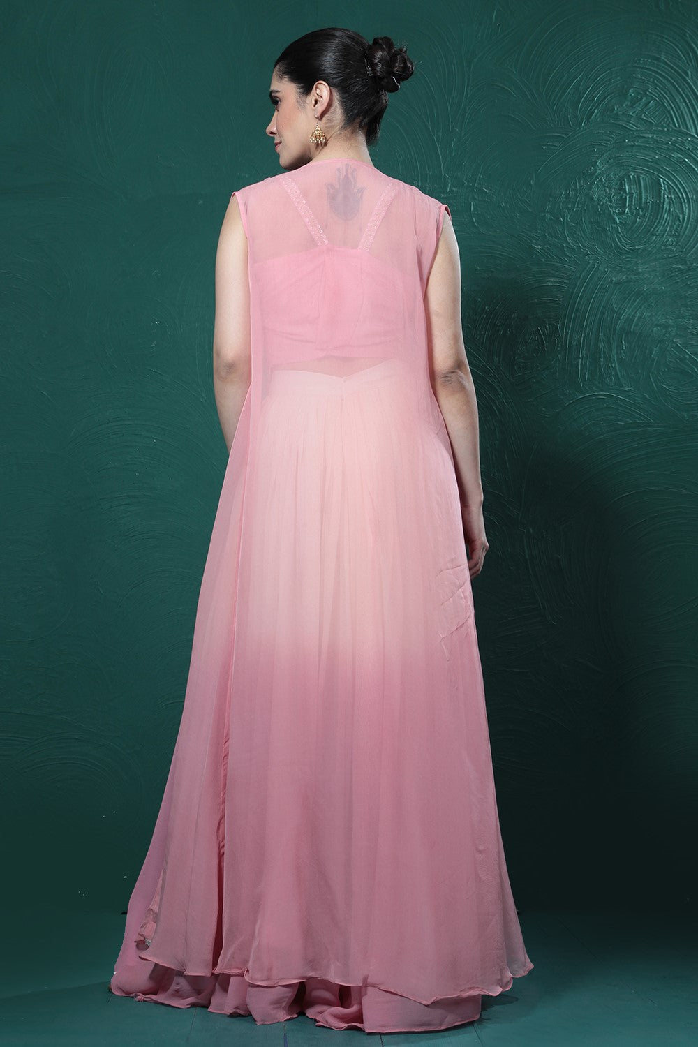 Soft Pink Ombre-Dyed Cape Set