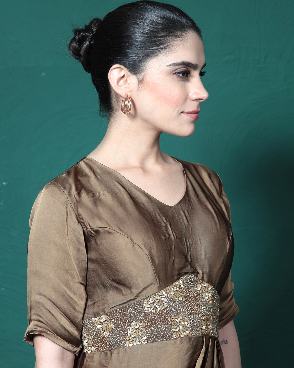 Espresso Martini Cowl Evening Gown