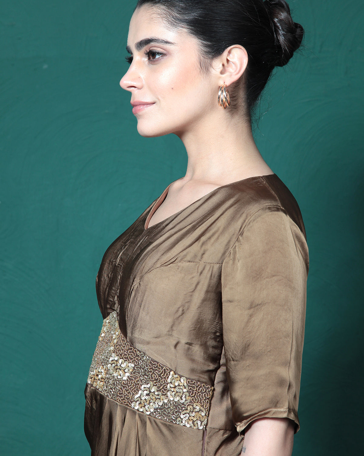 Espresso Martini Cowl Evening Gown