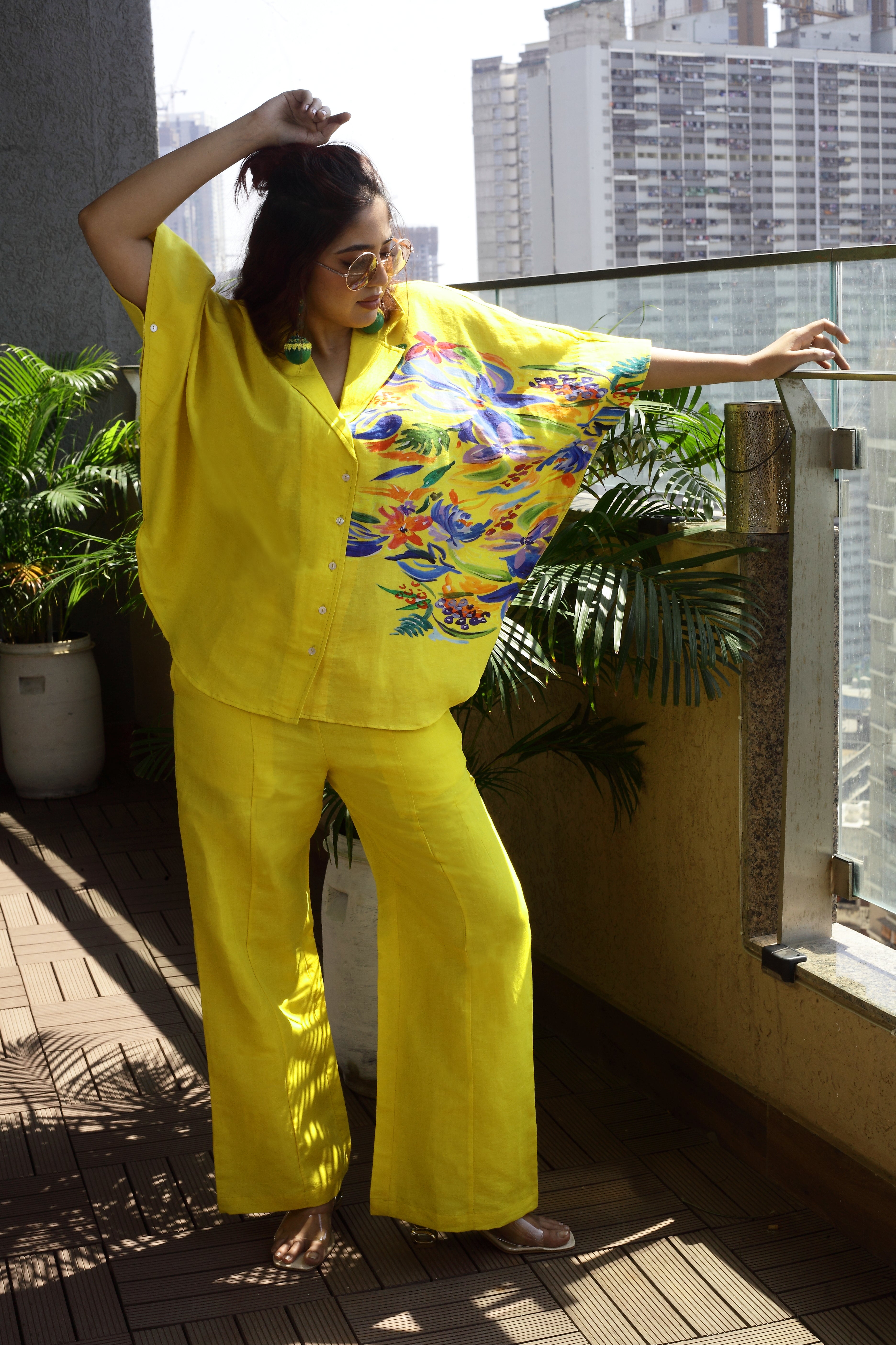 Sunshine Yellow Hand Painted Co-Ord Set