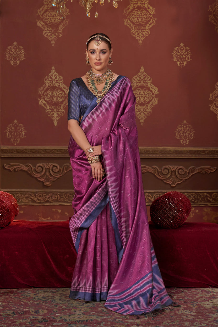 Purple Iris Printed Premium Silk Saree