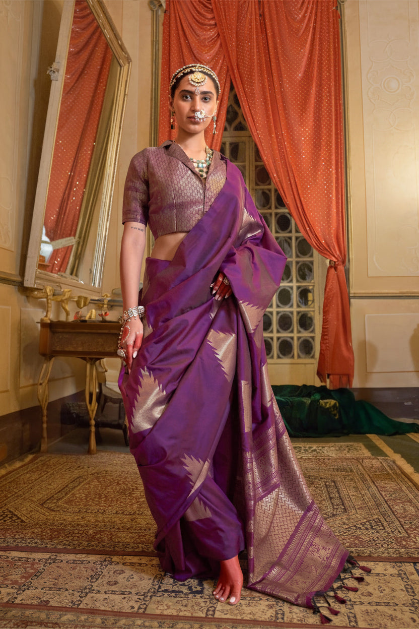 Orchid Purple Zari Premium Soft Silk Saree