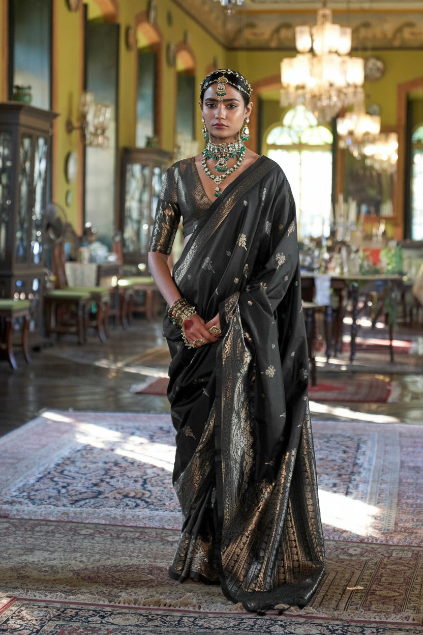 Classic Noir Black Premium Silk Saree