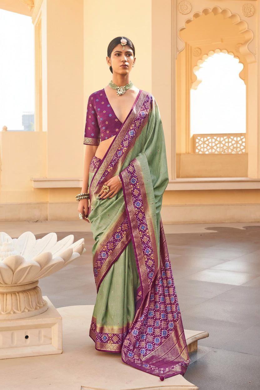 Sage Green Patola Premium Silk Saree