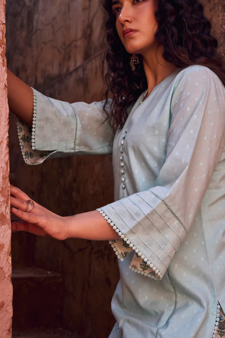 Pastel Blue Mul-Cotton Kurta Set