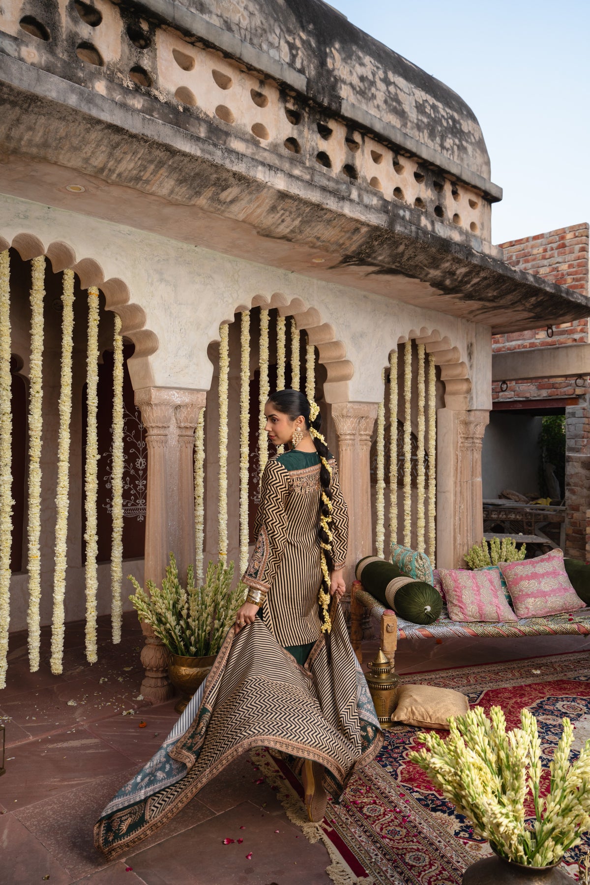 Forest Green Embellished Muslin Silk Salwar Suit