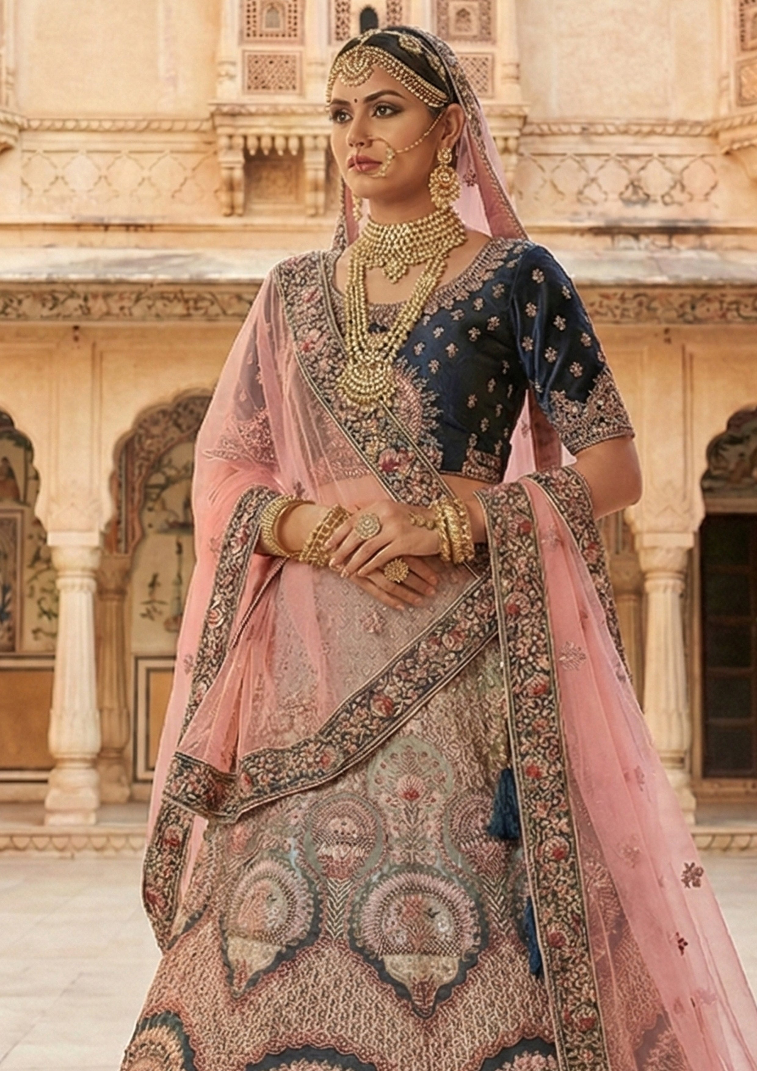 Evergreen Embellished Premium Velvet Lehenga Set