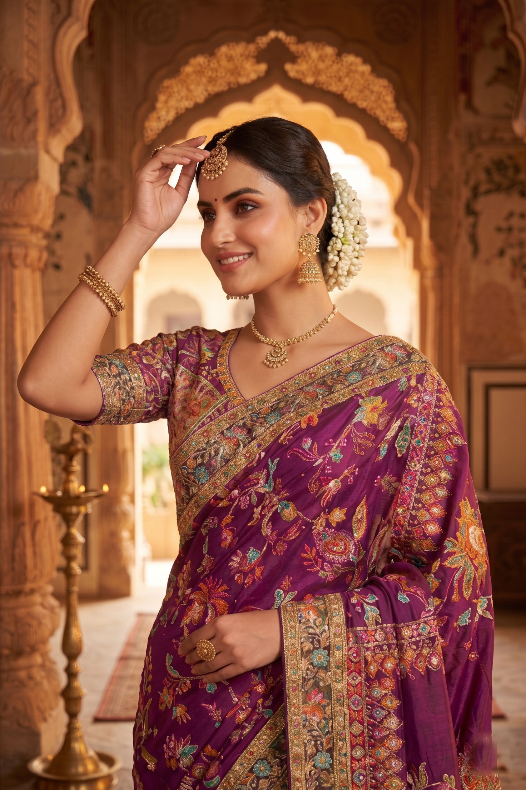 Mulberry Heritage Embellished Crepe Silk Saree