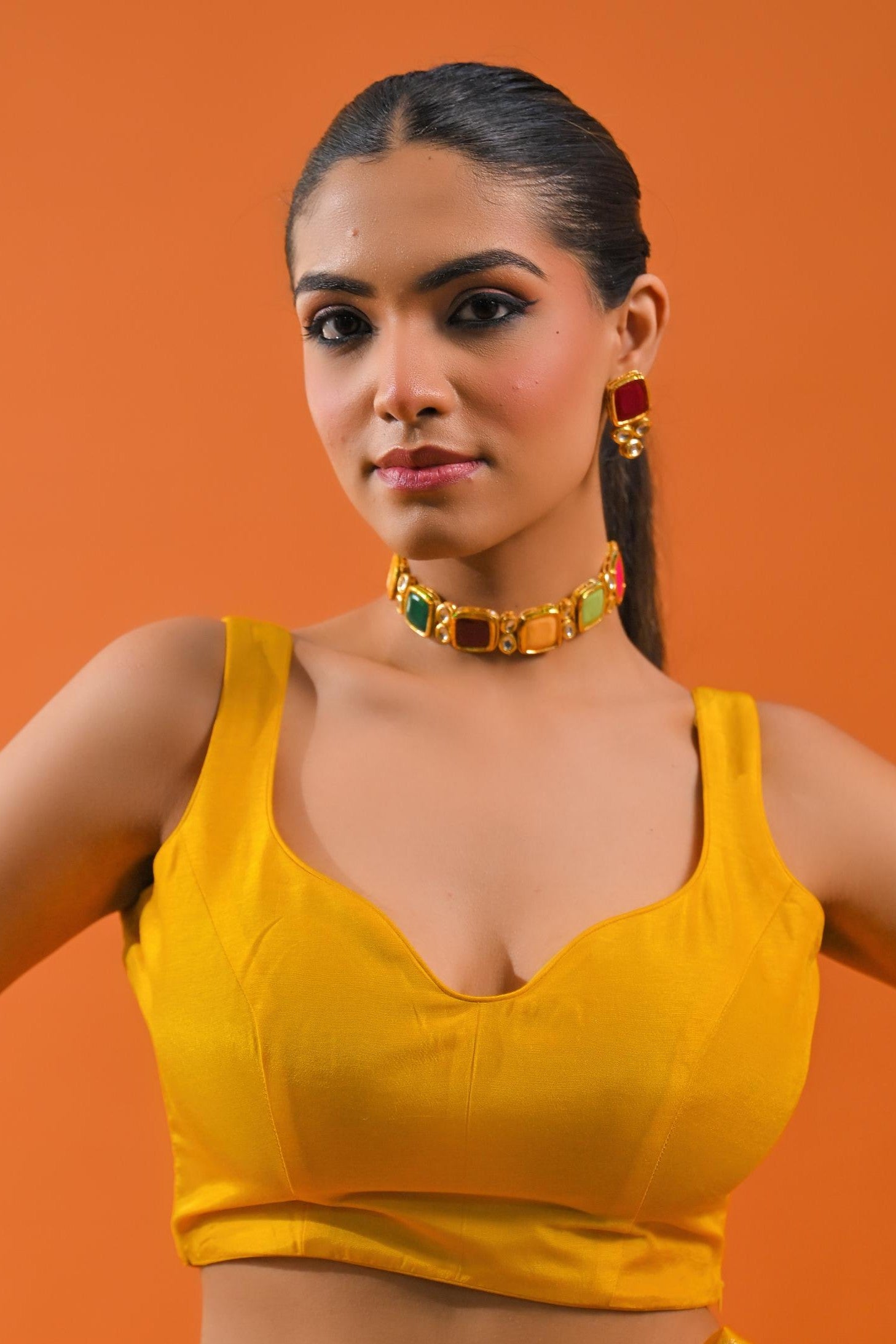 Yellow Embroidered Dola Silk Saree