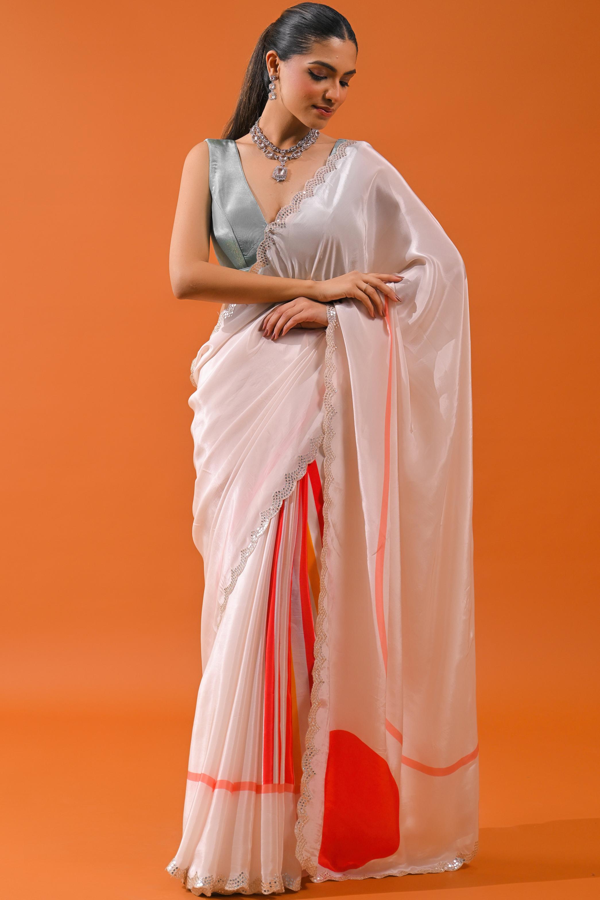 Pale Champagne Digital Printed Saree