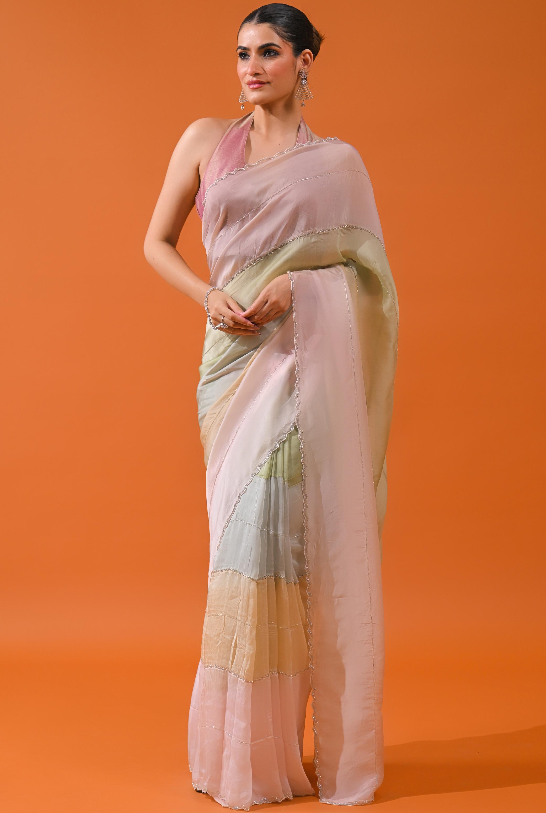 Multi Color Cosmo Silk Saree