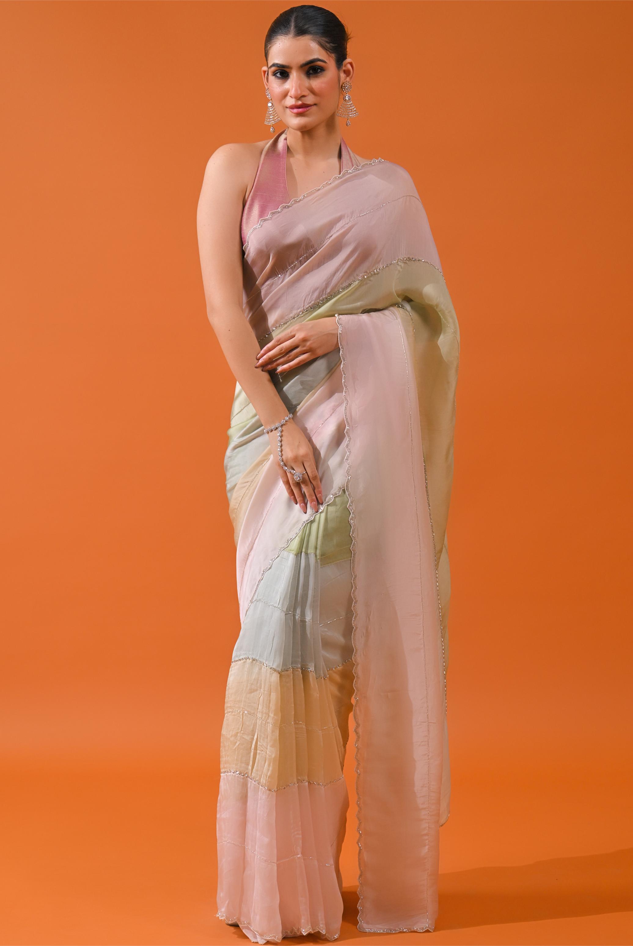 Multi Color Cosmo Silk Saree