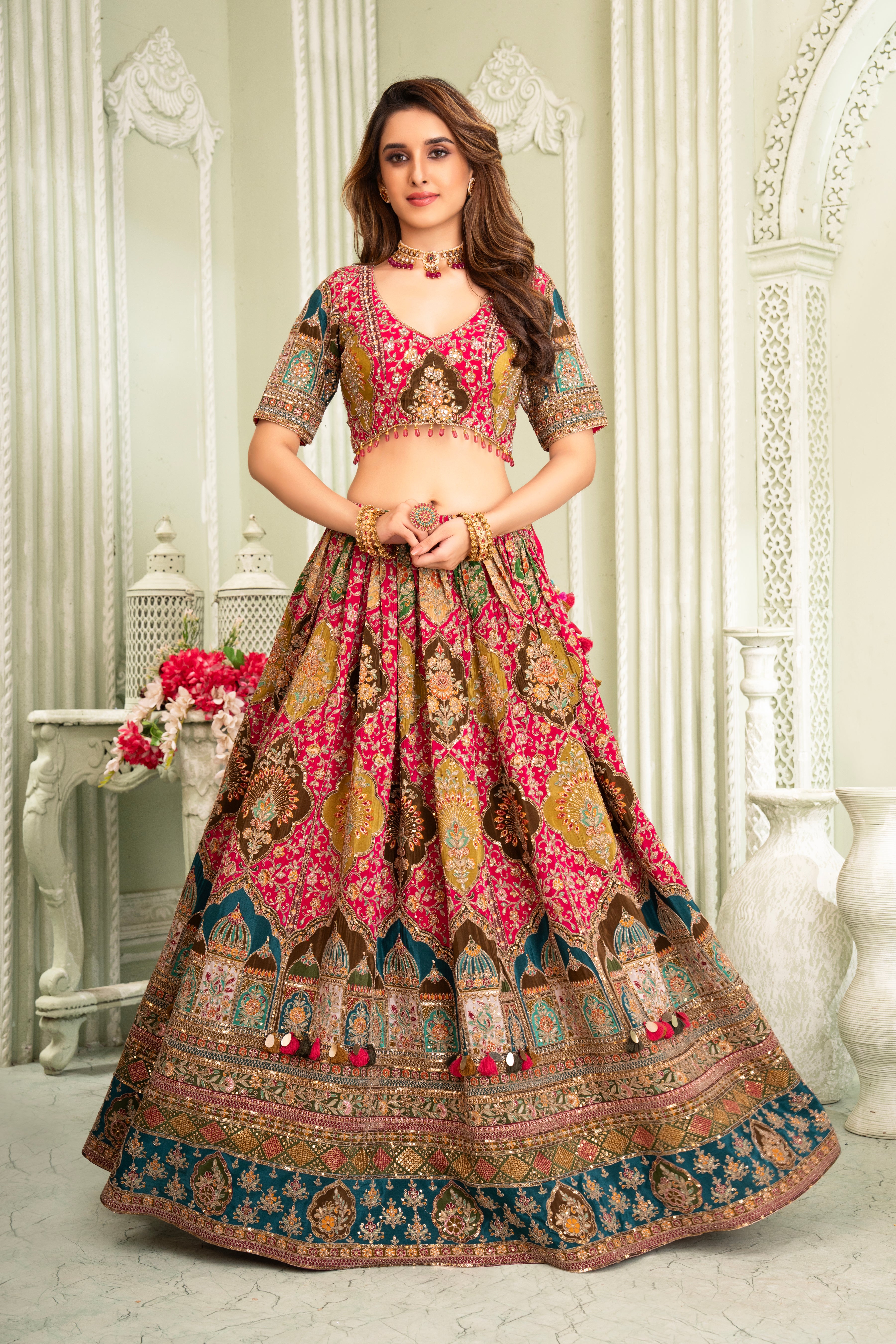 Pink Embellished Lehenga Set