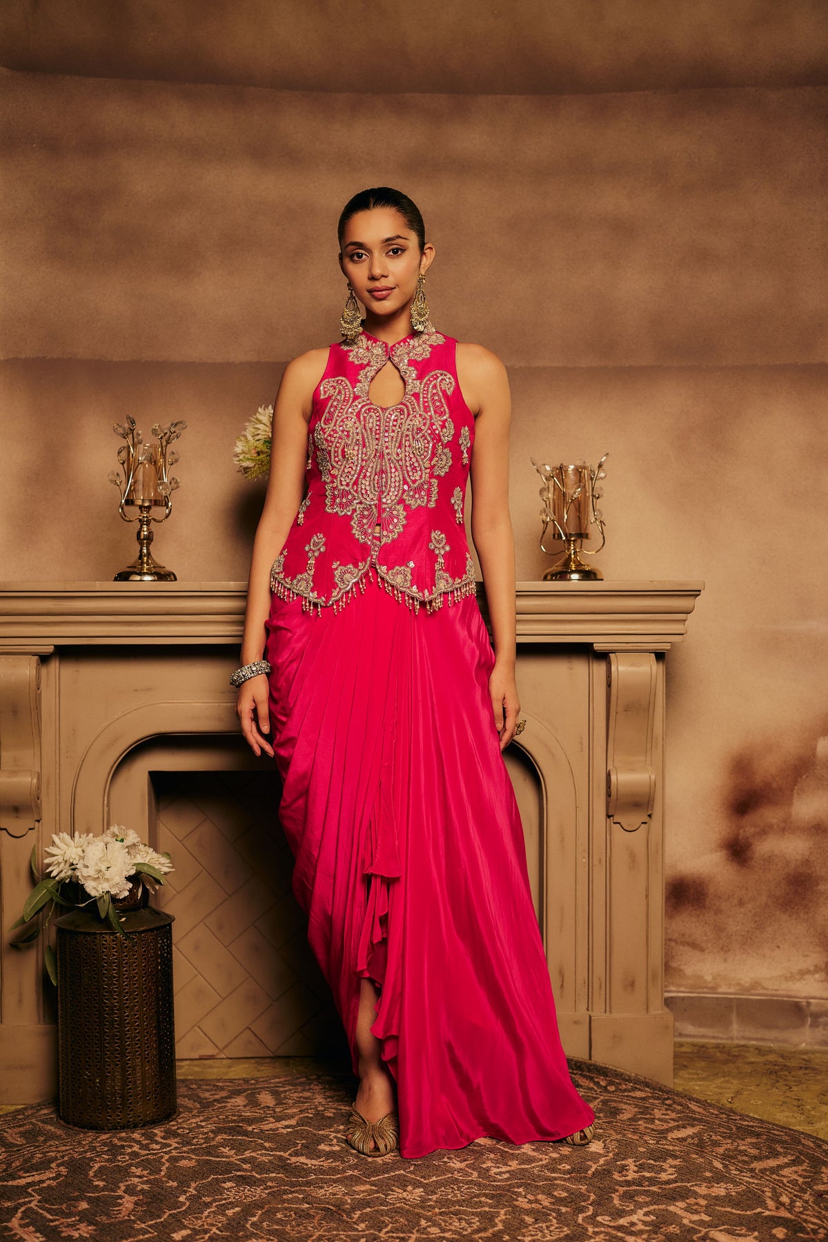 Royale Rani Embellished Crepe Silk Skirt Set