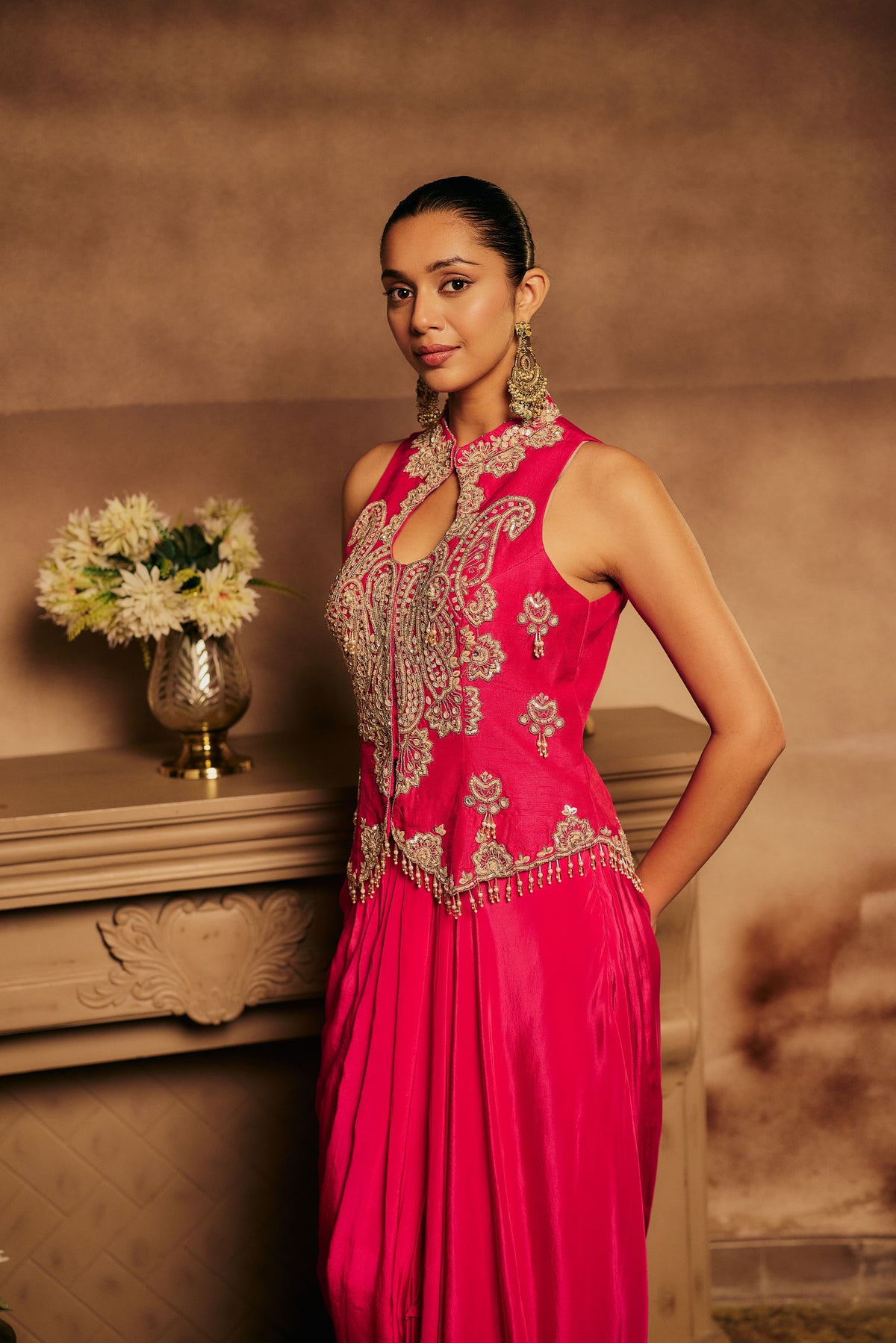 Royale Rani Embellished Crepe Silk Skirt Set