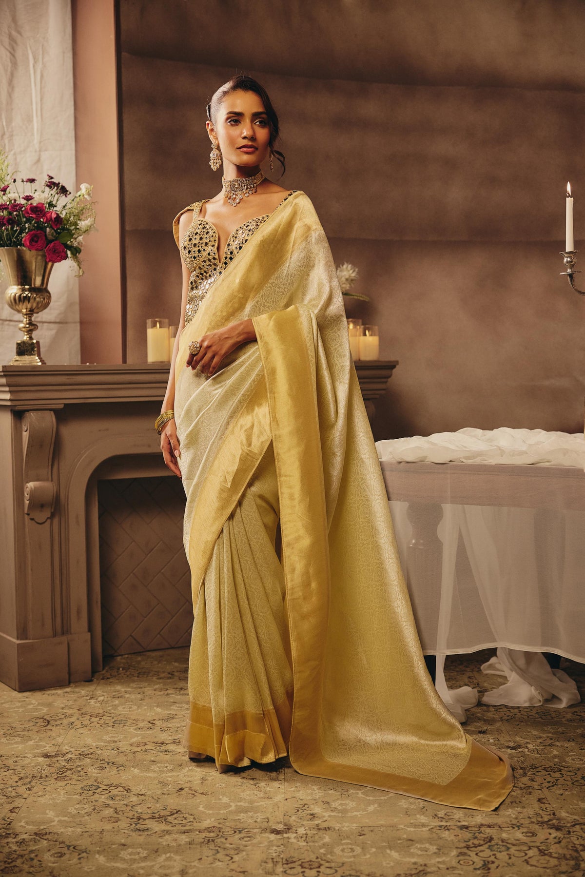 Sunlight Yellow Embellished Banarasi Silk Saree