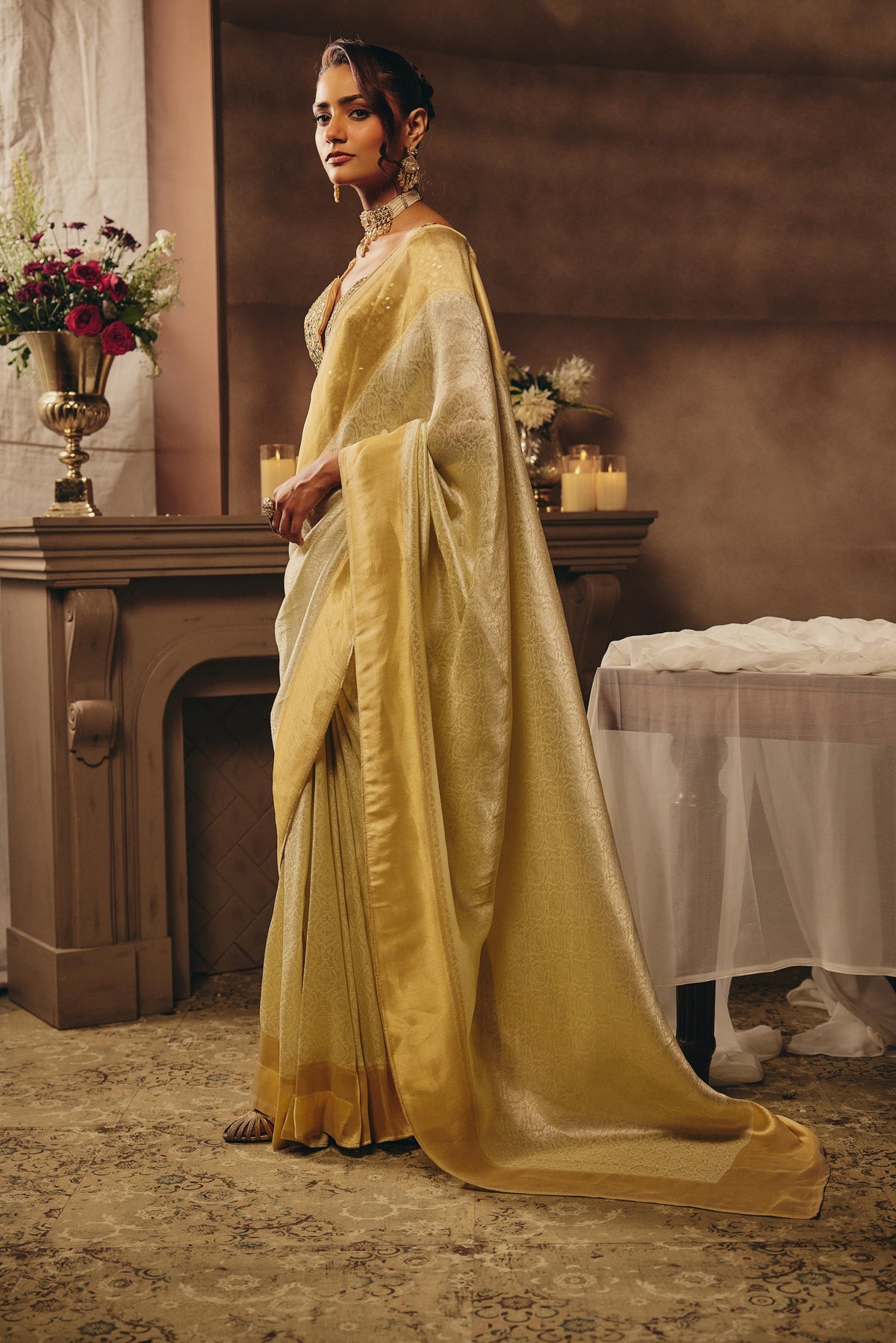 Sunlight Yellow Embellished Banarasi Silk Saree