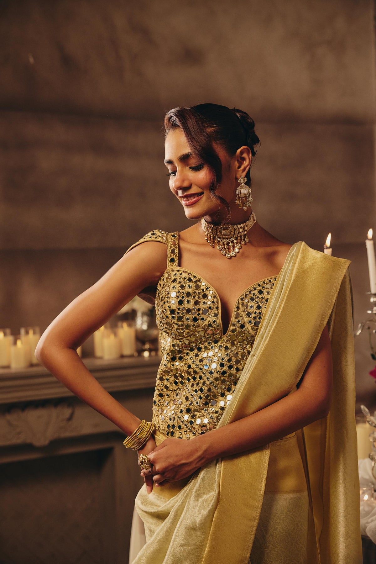 Sunlight Yellow Embellished Banarasi Silk Saree