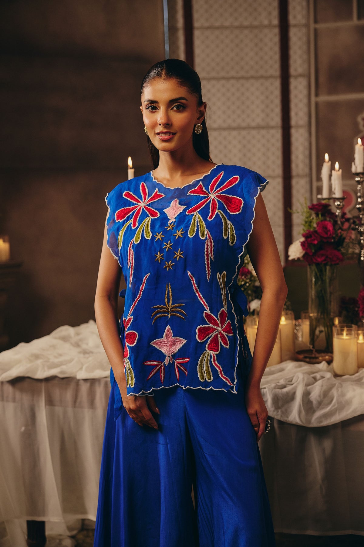 Bluebell Embroidered Crepe Silk Co-Ord Set