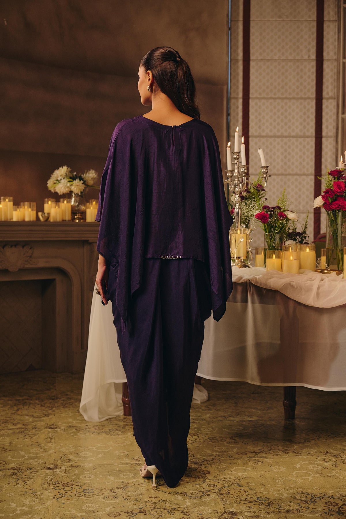 Royal Purple Embellished Raw Silk Dhoti Set
