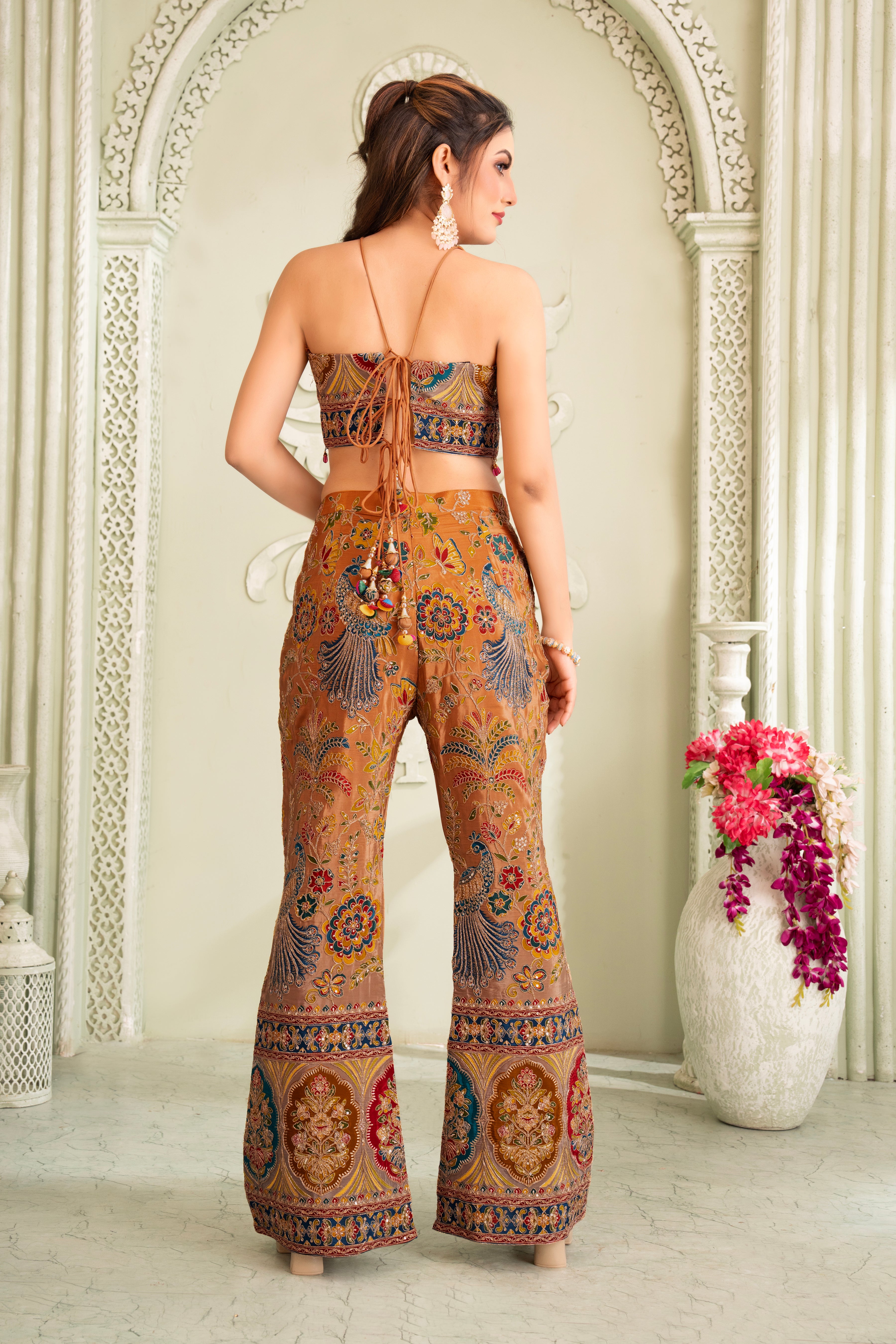 Bronze Traditional Handwork Palazzo Set