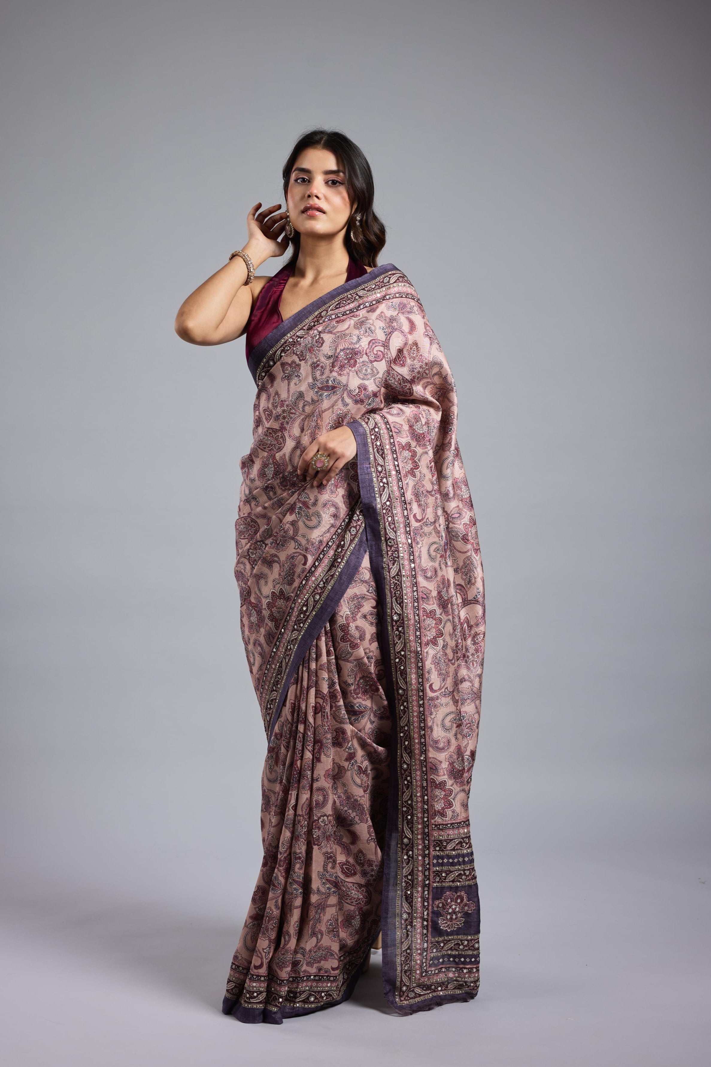 Light Purple Bhagalpuri Tussar Silk Saree