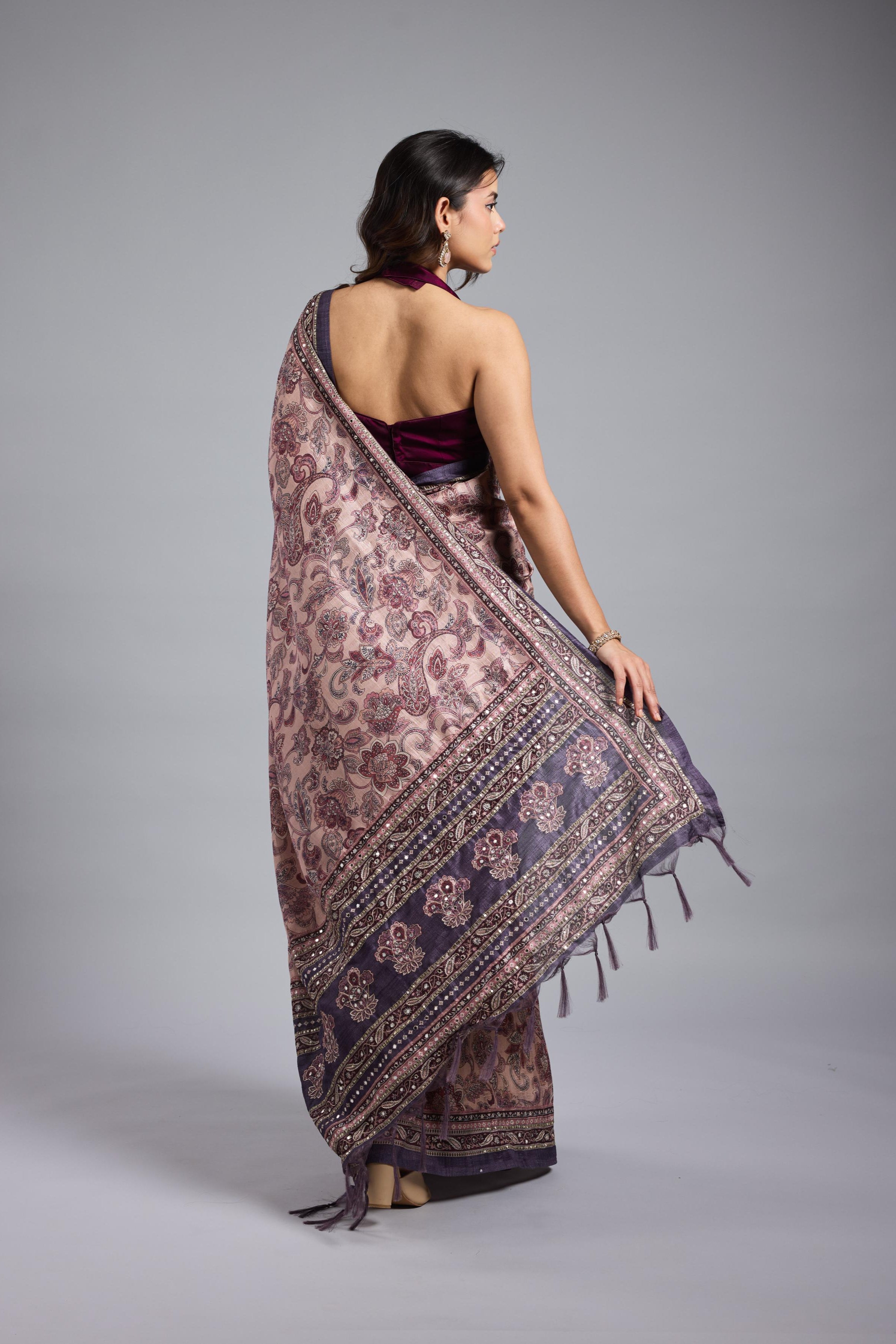 Light Purple Bhagalpuri Tussar Silk Saree