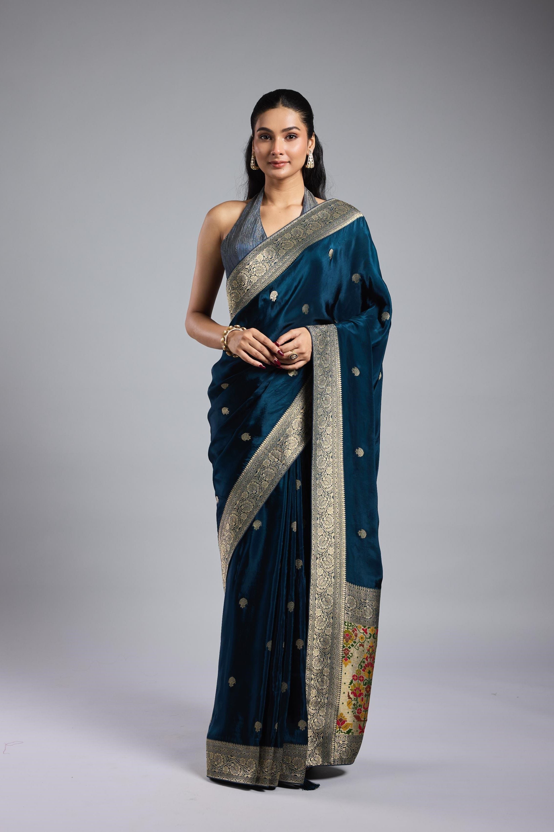 Deep Blue Cosmo Silk Saree