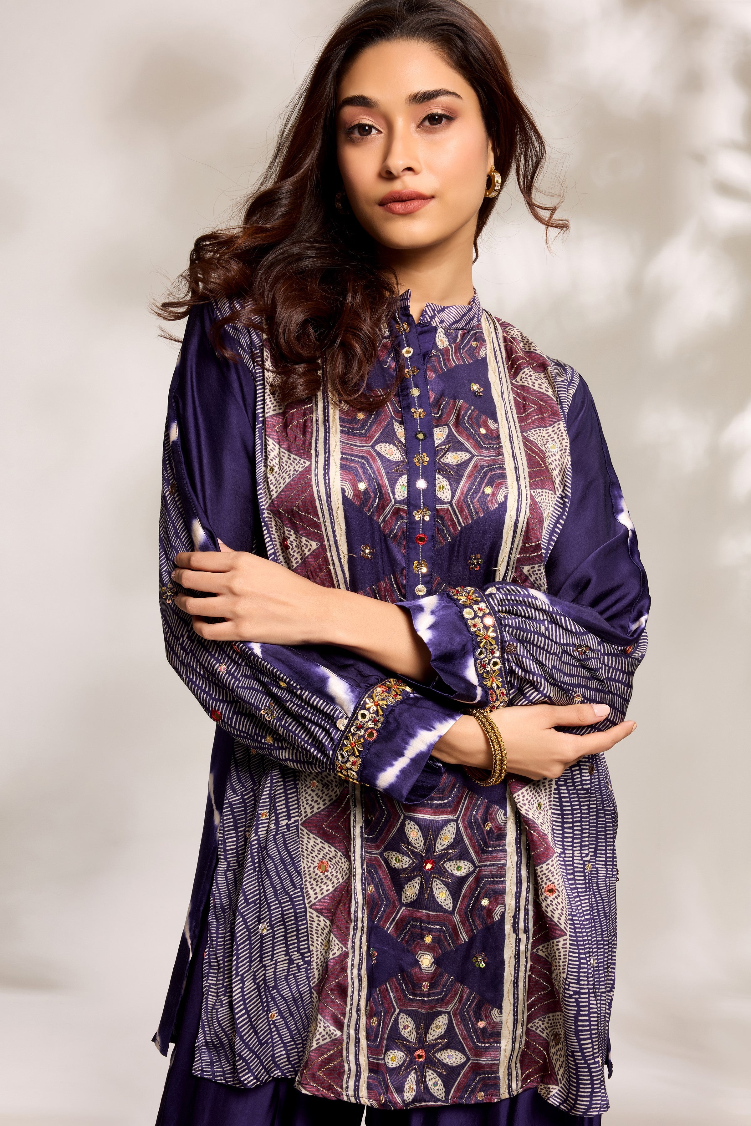 Purple Printed Kurta & Palazzo Set