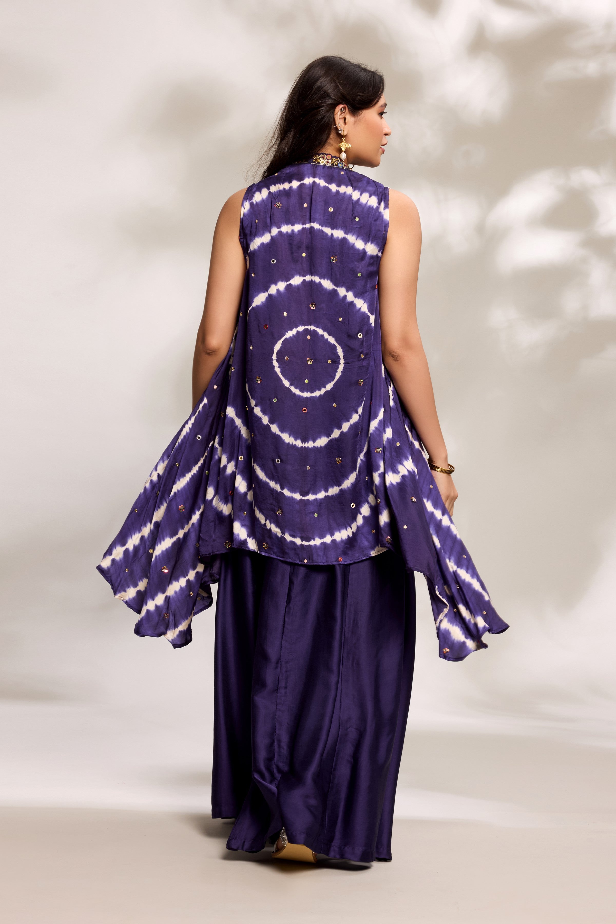 Deep Purple Printed Cape Set