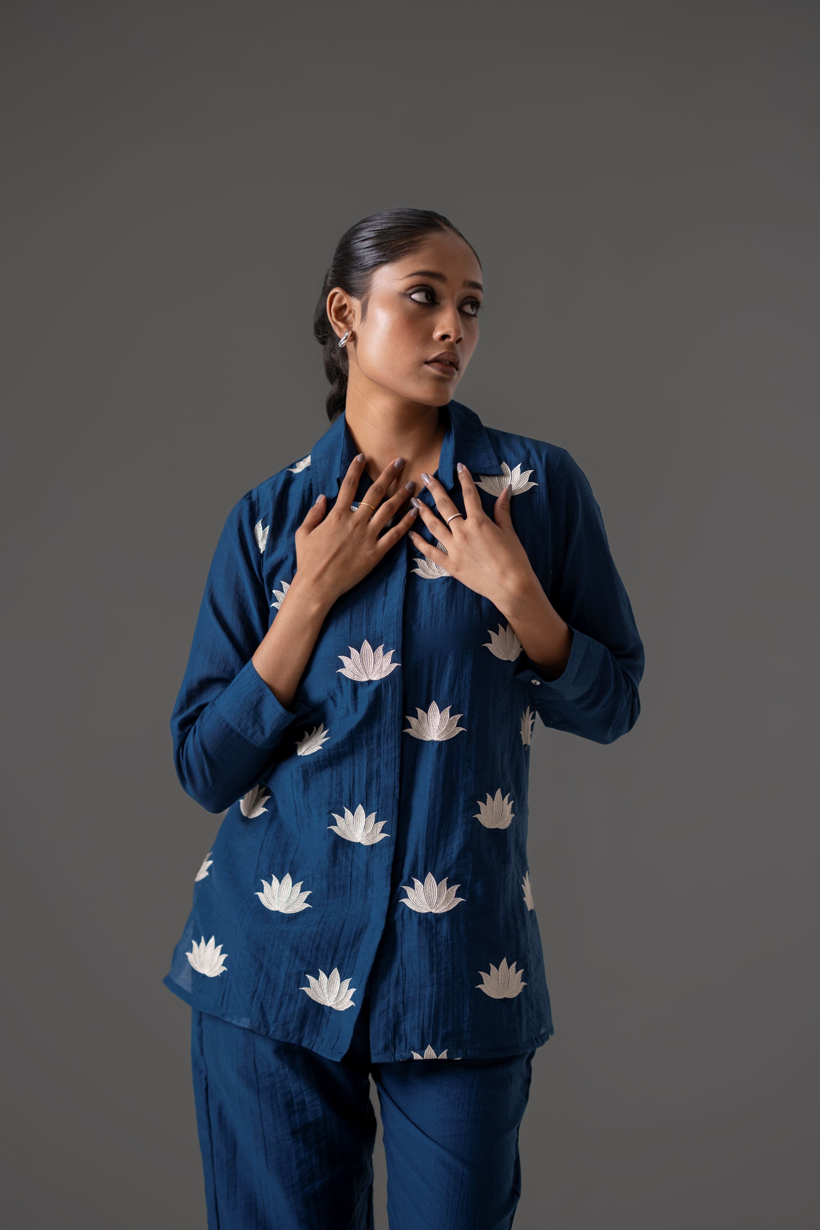 Midnight Blue Cotton Flex Co-Ord Set