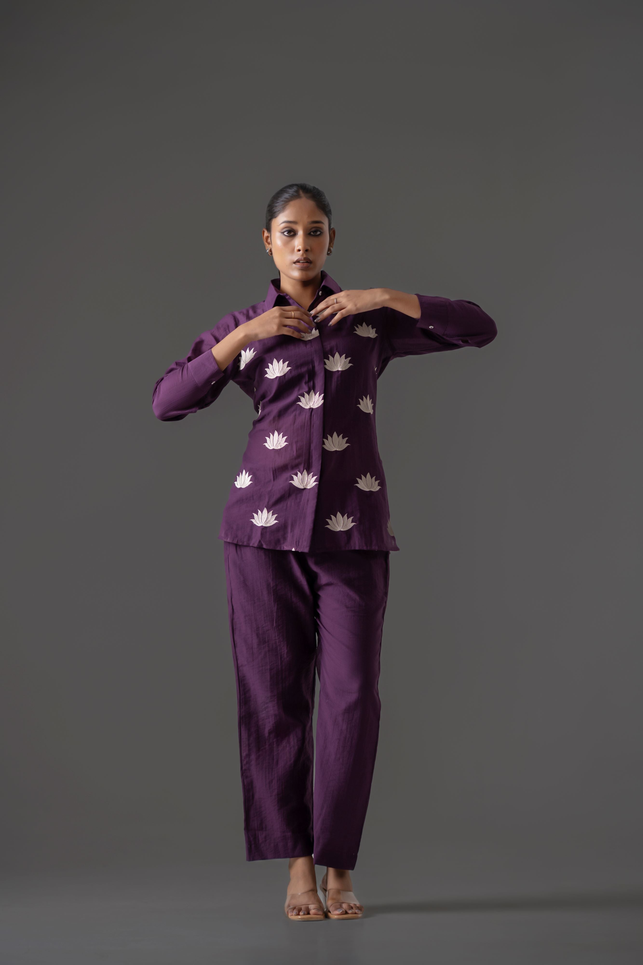 Wine Cotton Flex Co-Ord Set