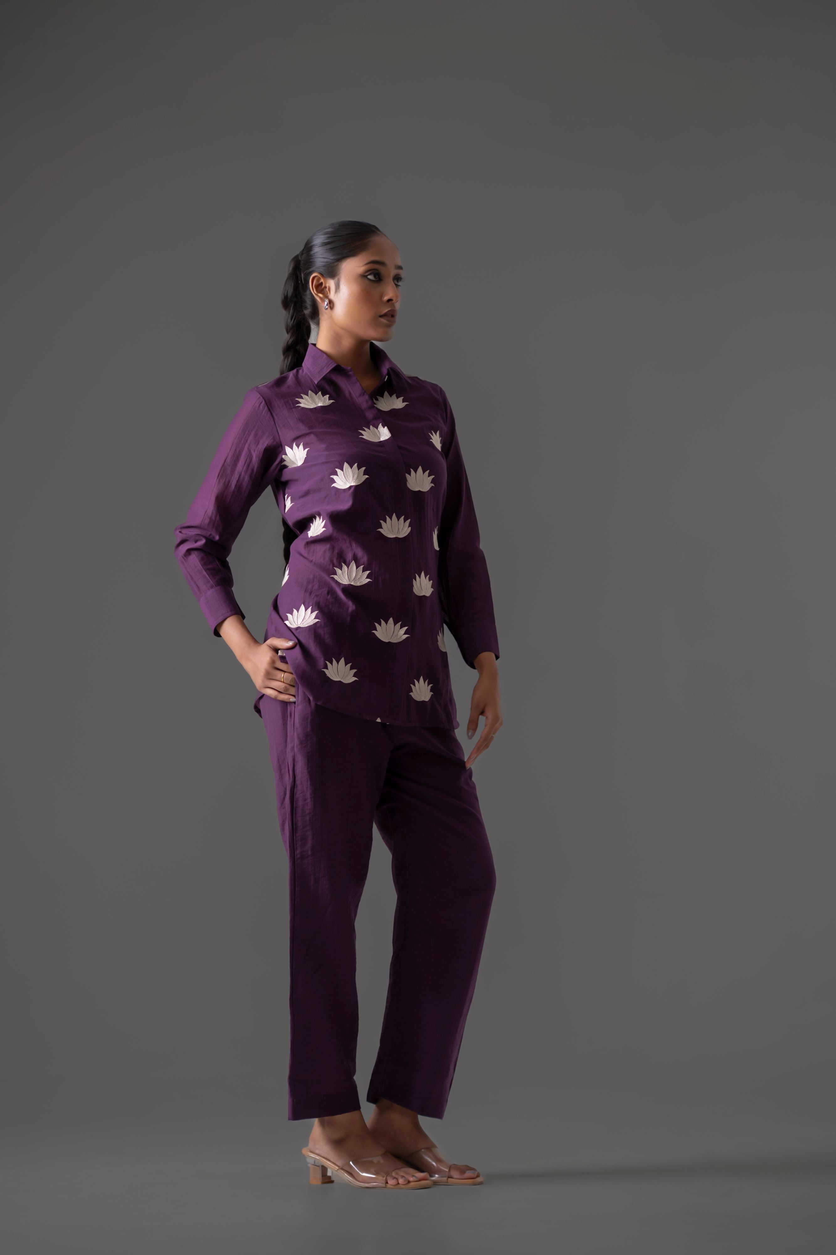 Wine Cotton Flex Co-Ord Set