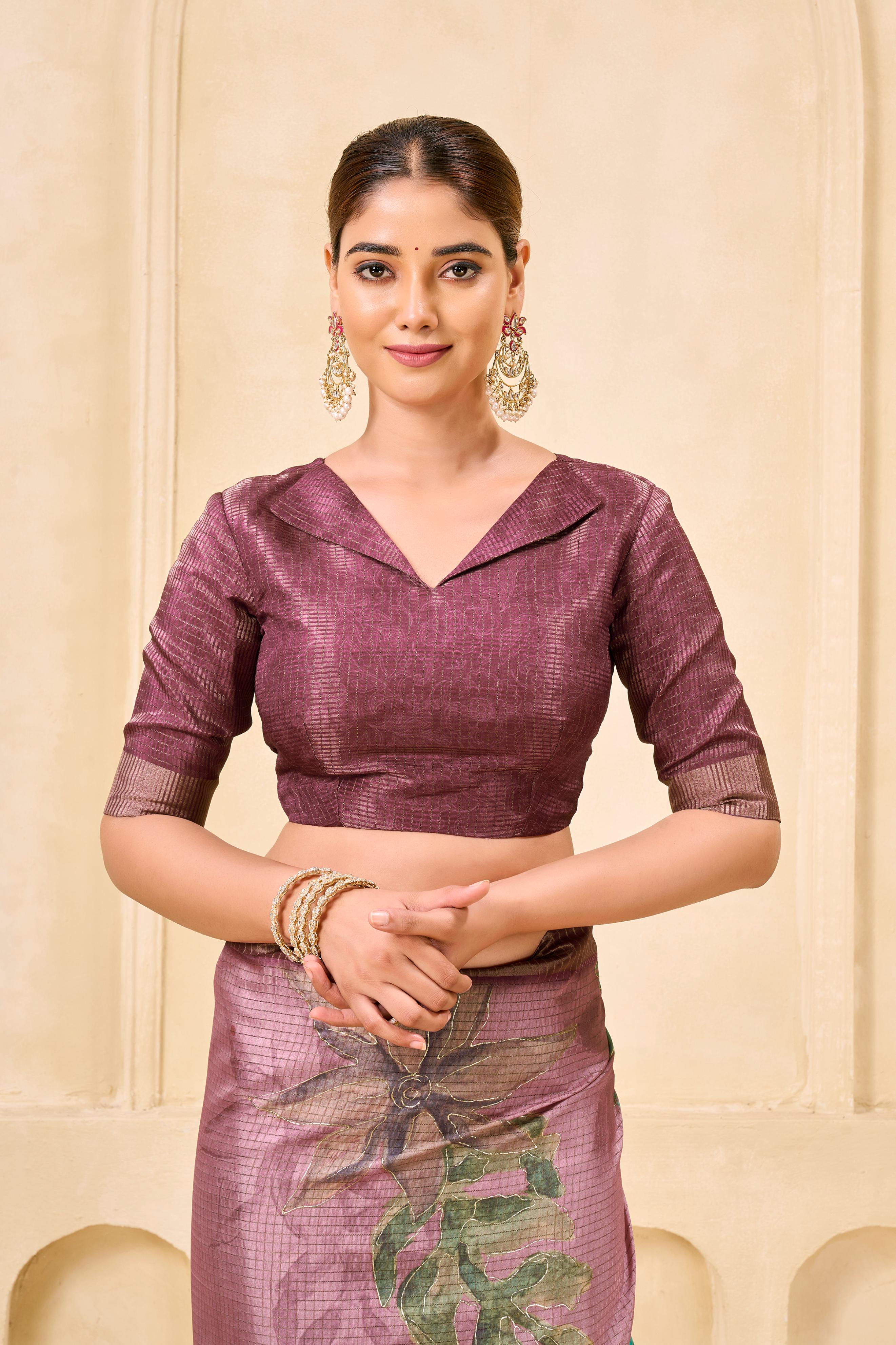 Pink Signora Zari Silk Saree with Floral Digital & Foil Print