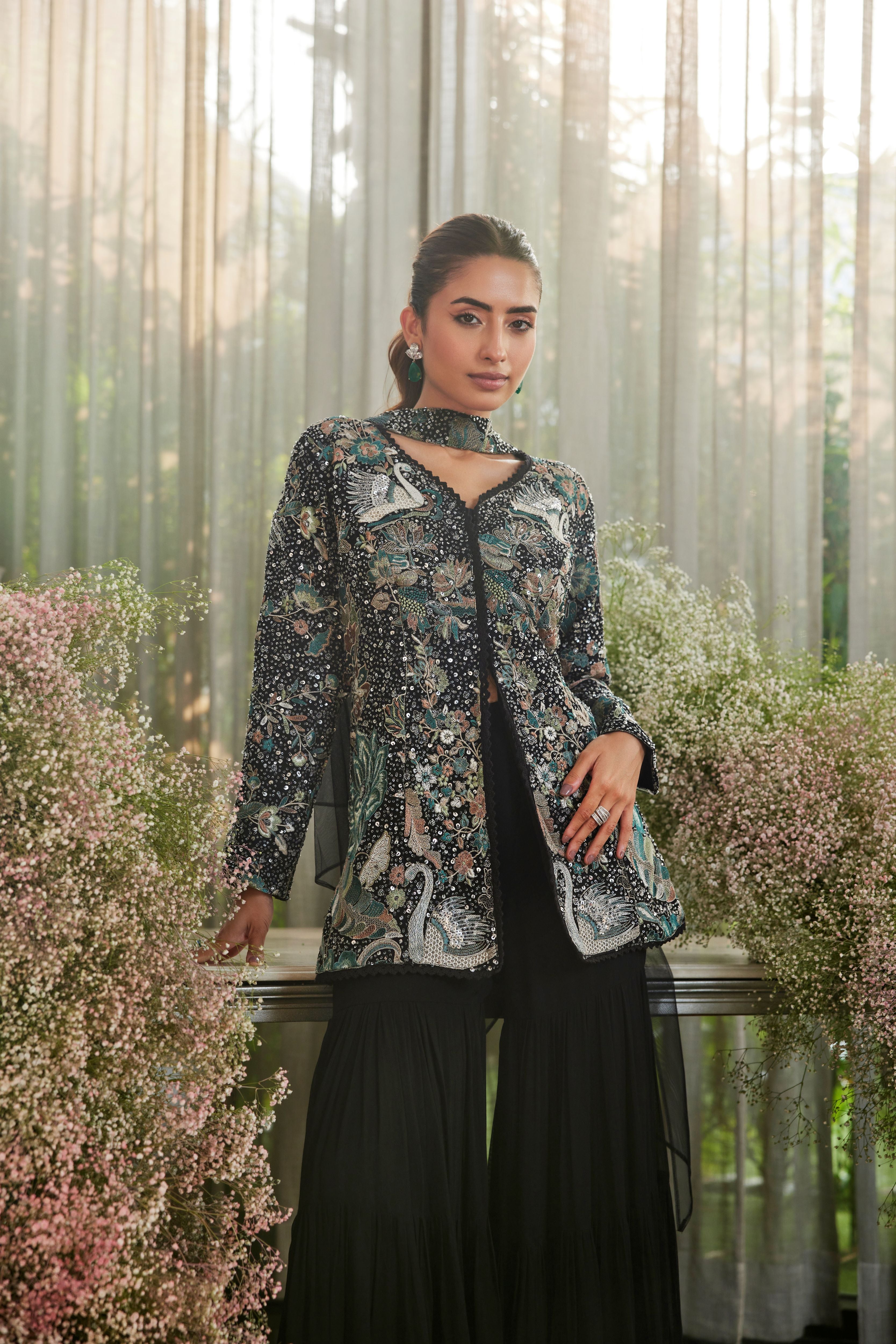Midnight Glimmer Sharara Set