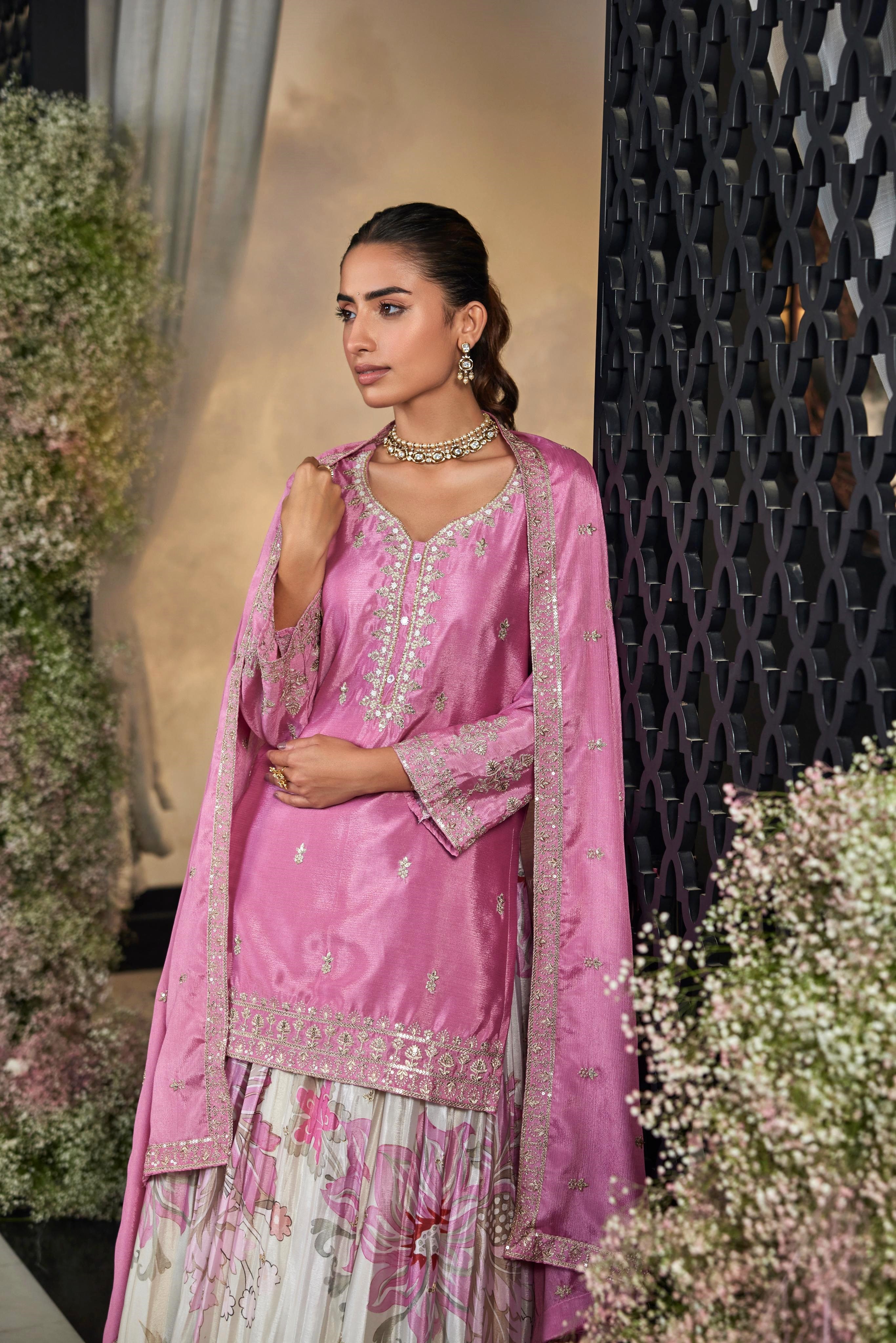 Rose Pink Skirt Set