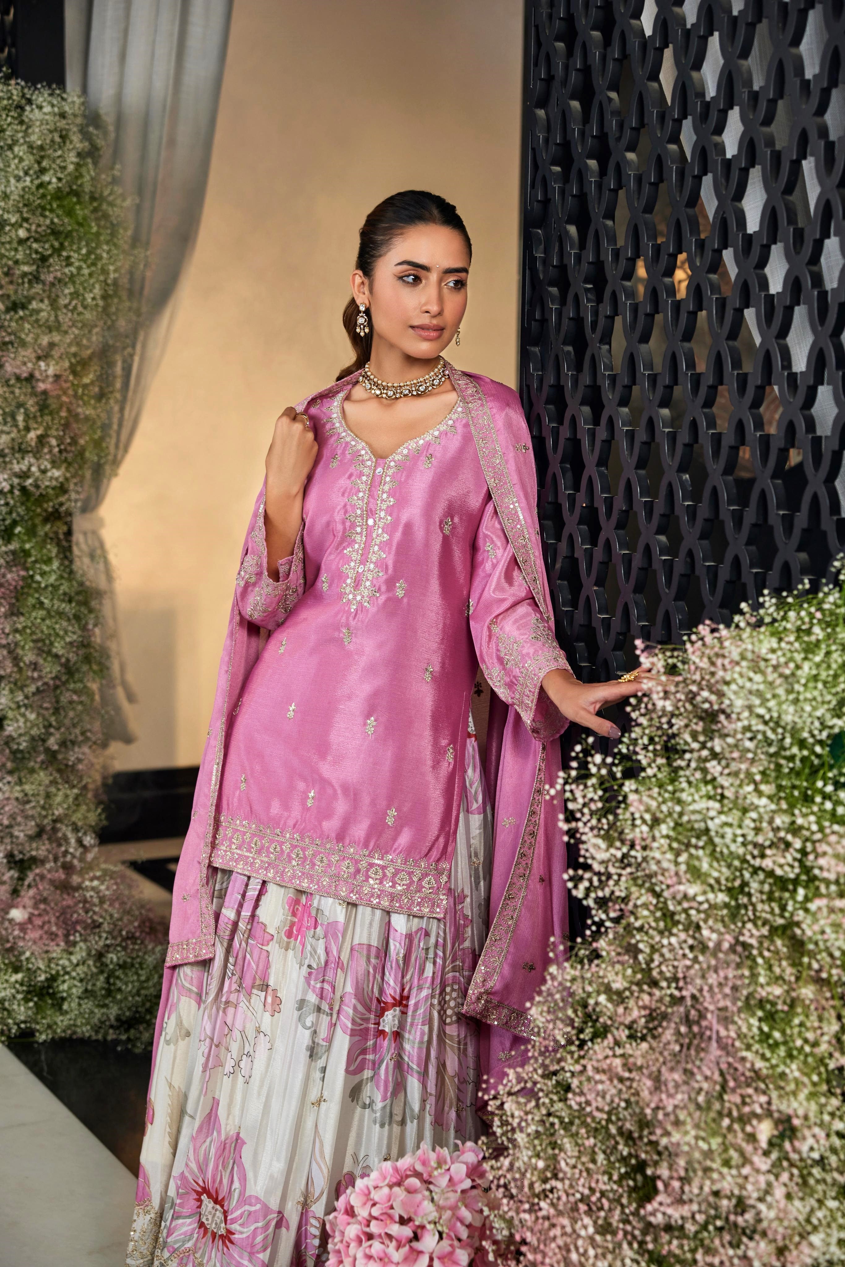 Rose Pink Skirt Set