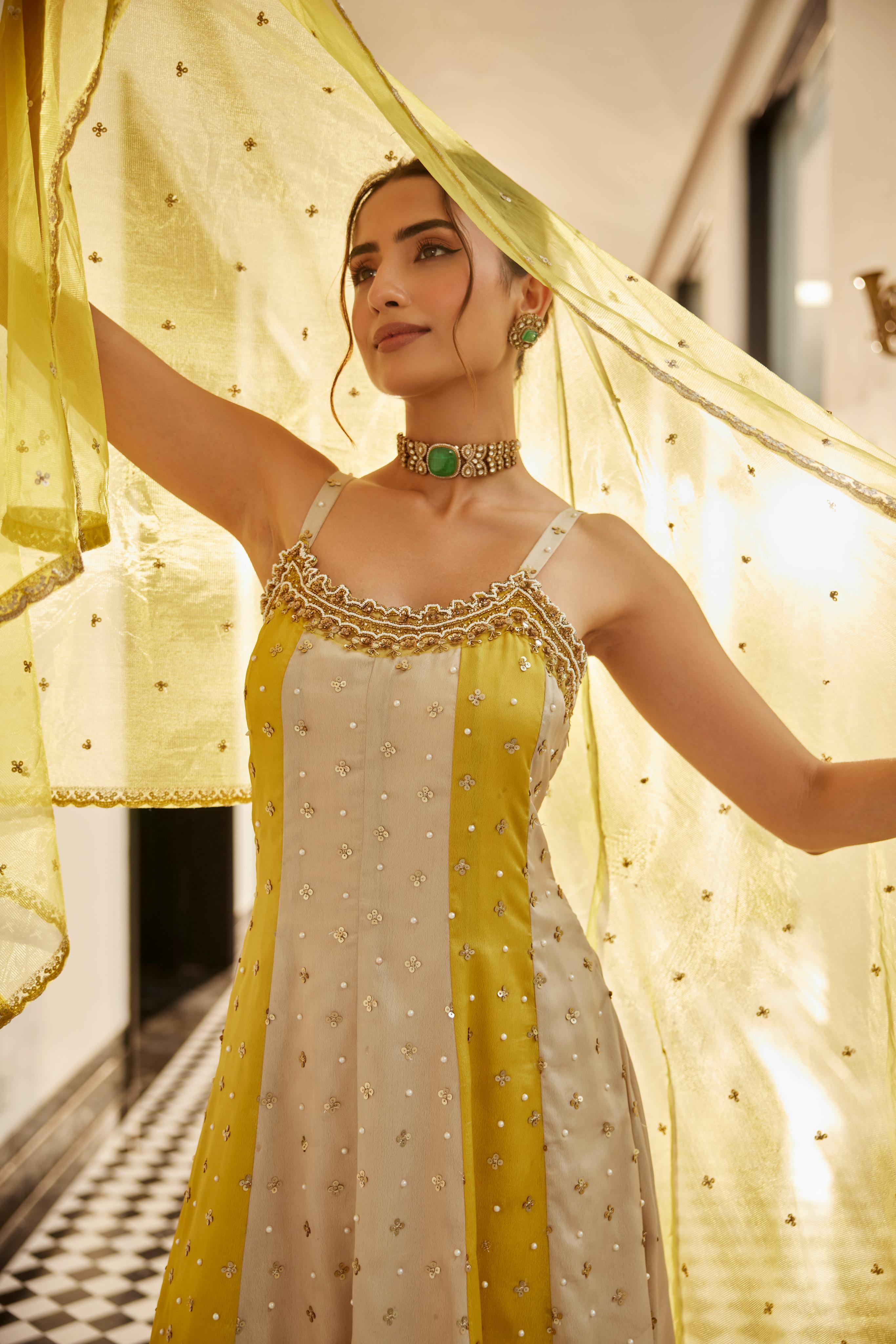 Lemon Glow Anarkali Set