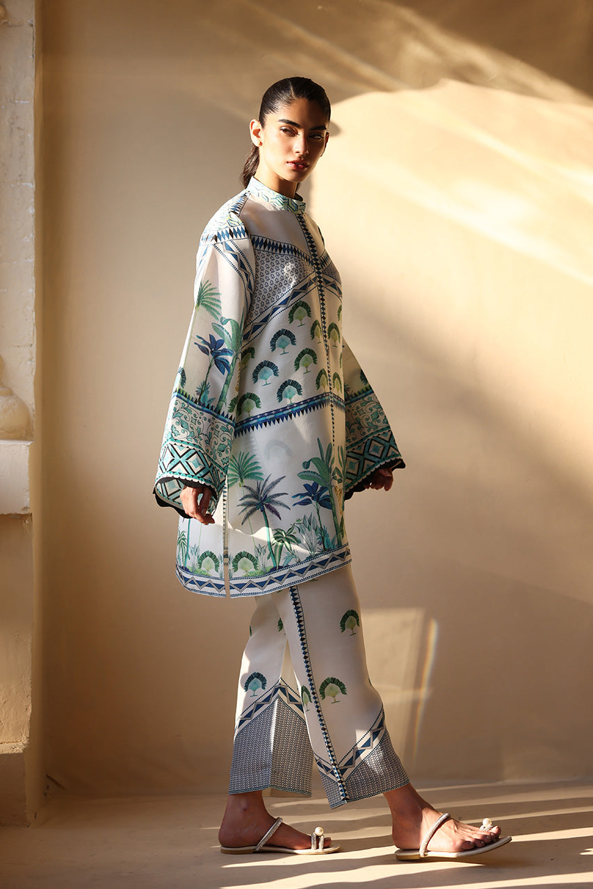 Coastal Blue Tropical Printed Co-Ord Set