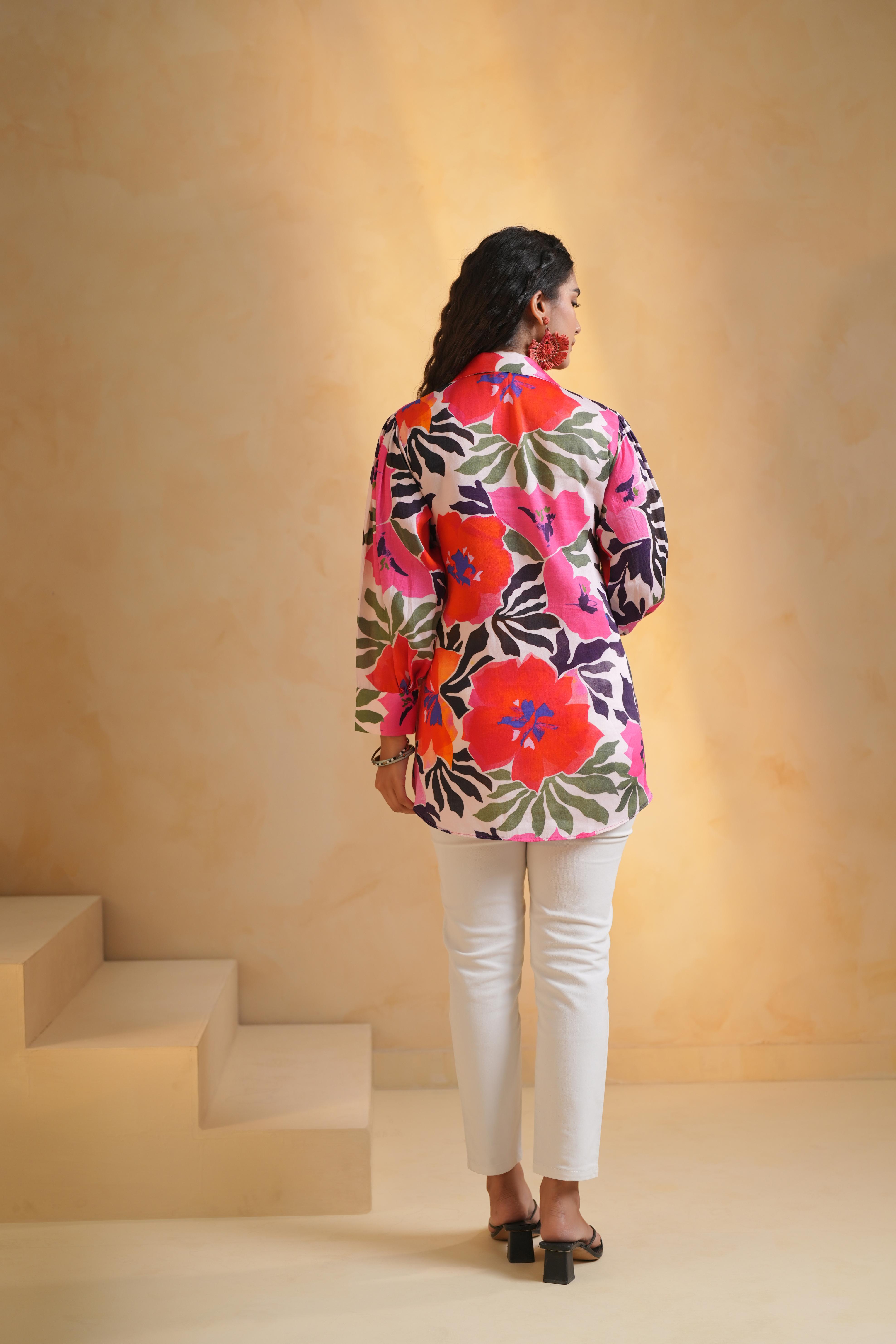 Bright Pink Printed Organic Cotton Top