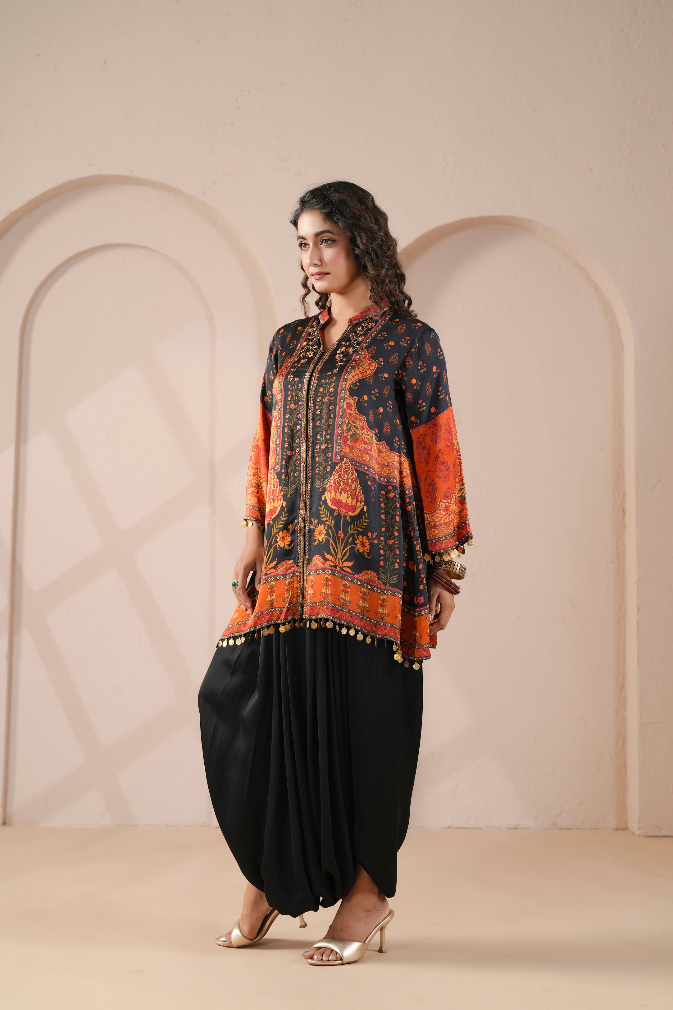 Rust Botanical Printed Modal Silk Co-Ord Set