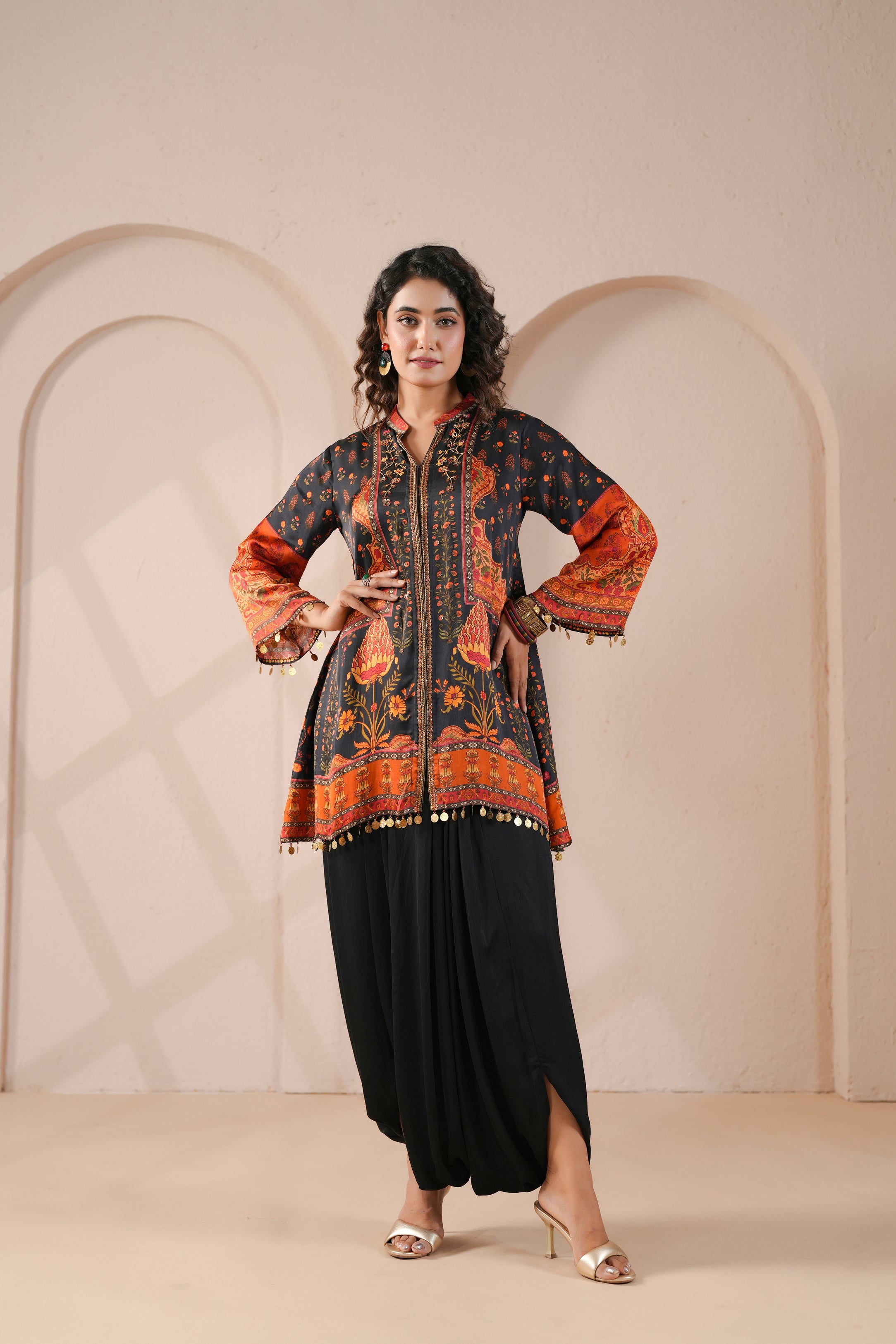 Rust Botanical Printed Modal Silk Co-Ord Set