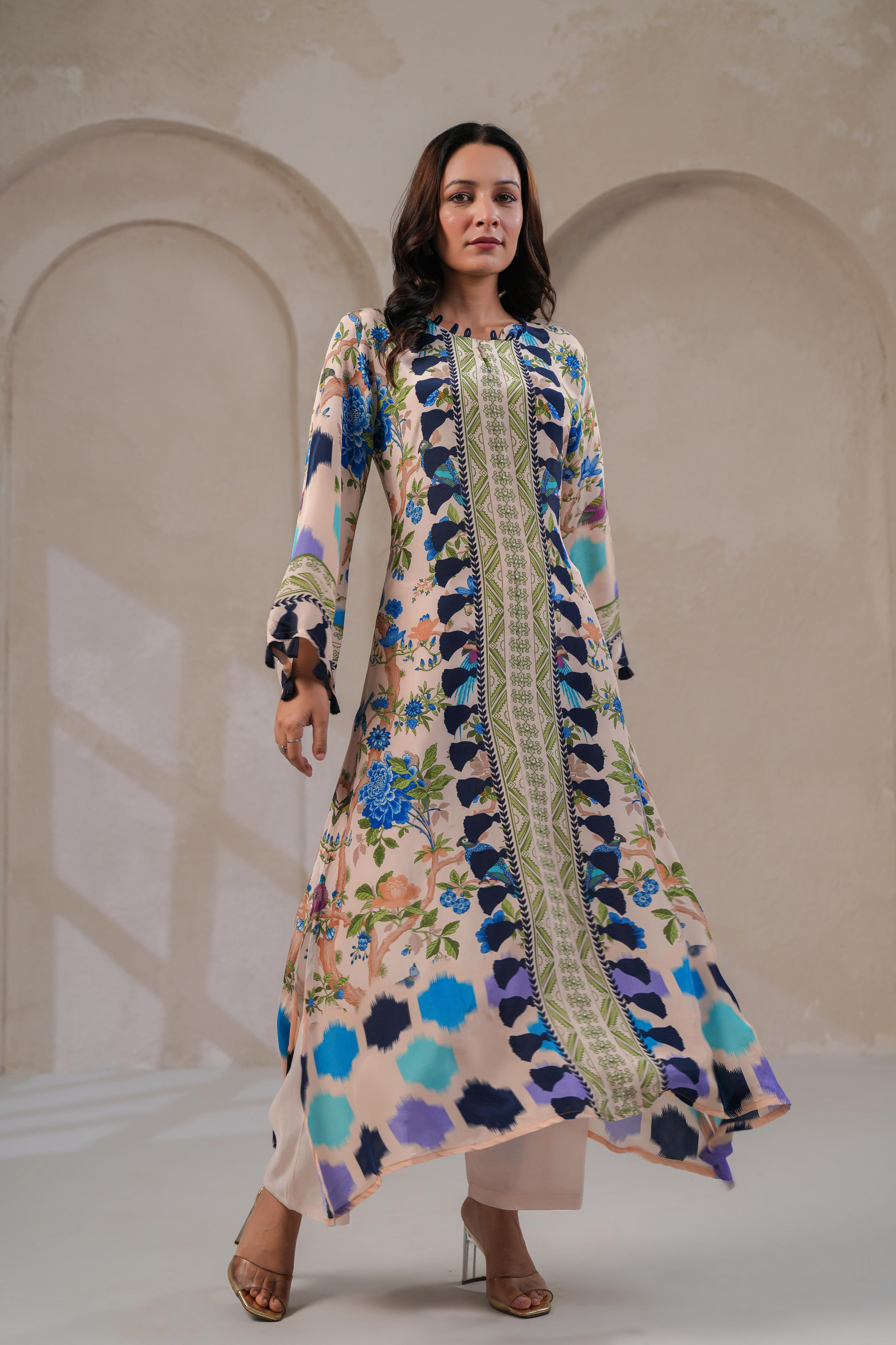 Blush Nude Botanical Kurta Set