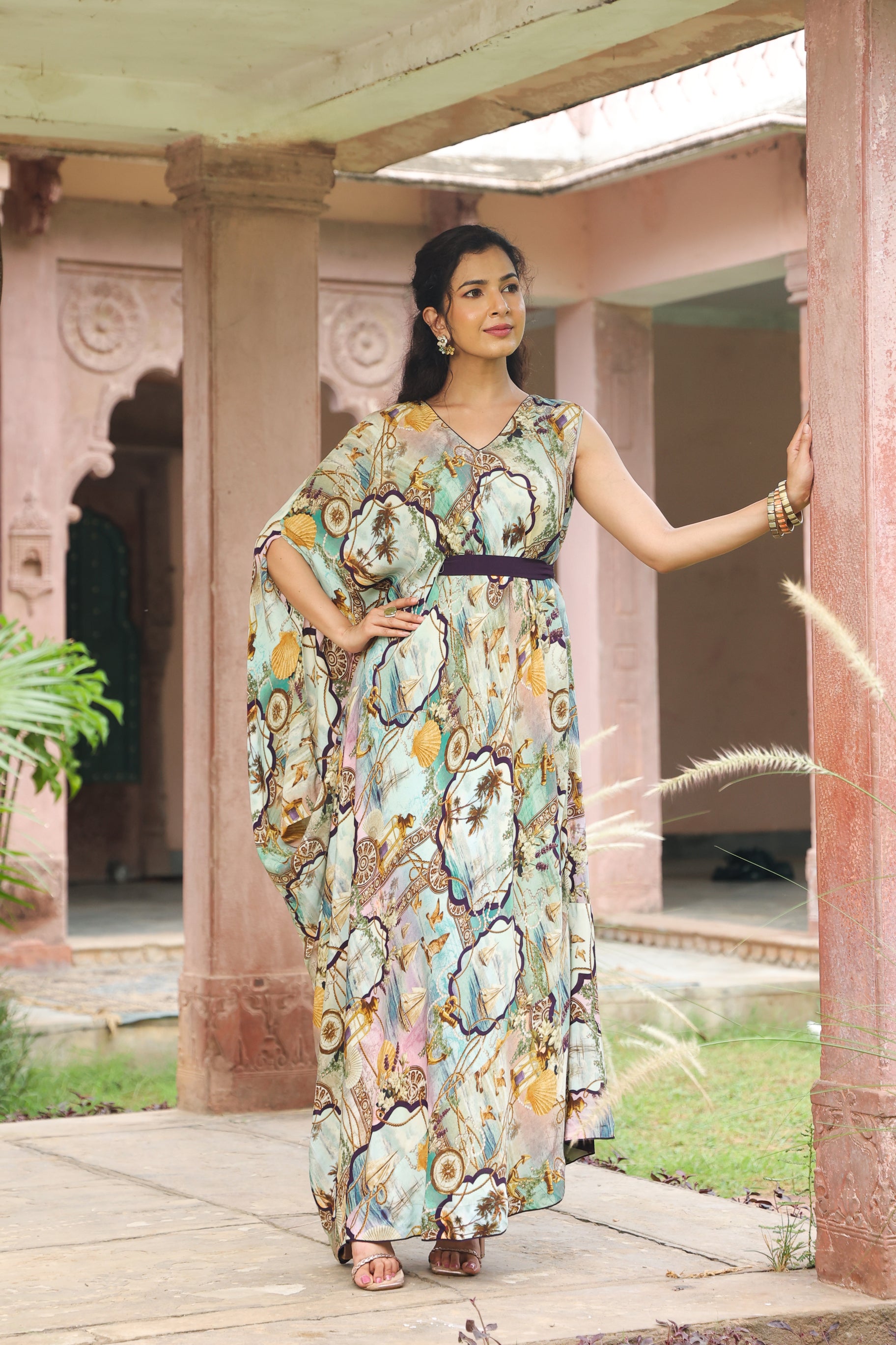 Nautical Printed Viscose Silk Dress