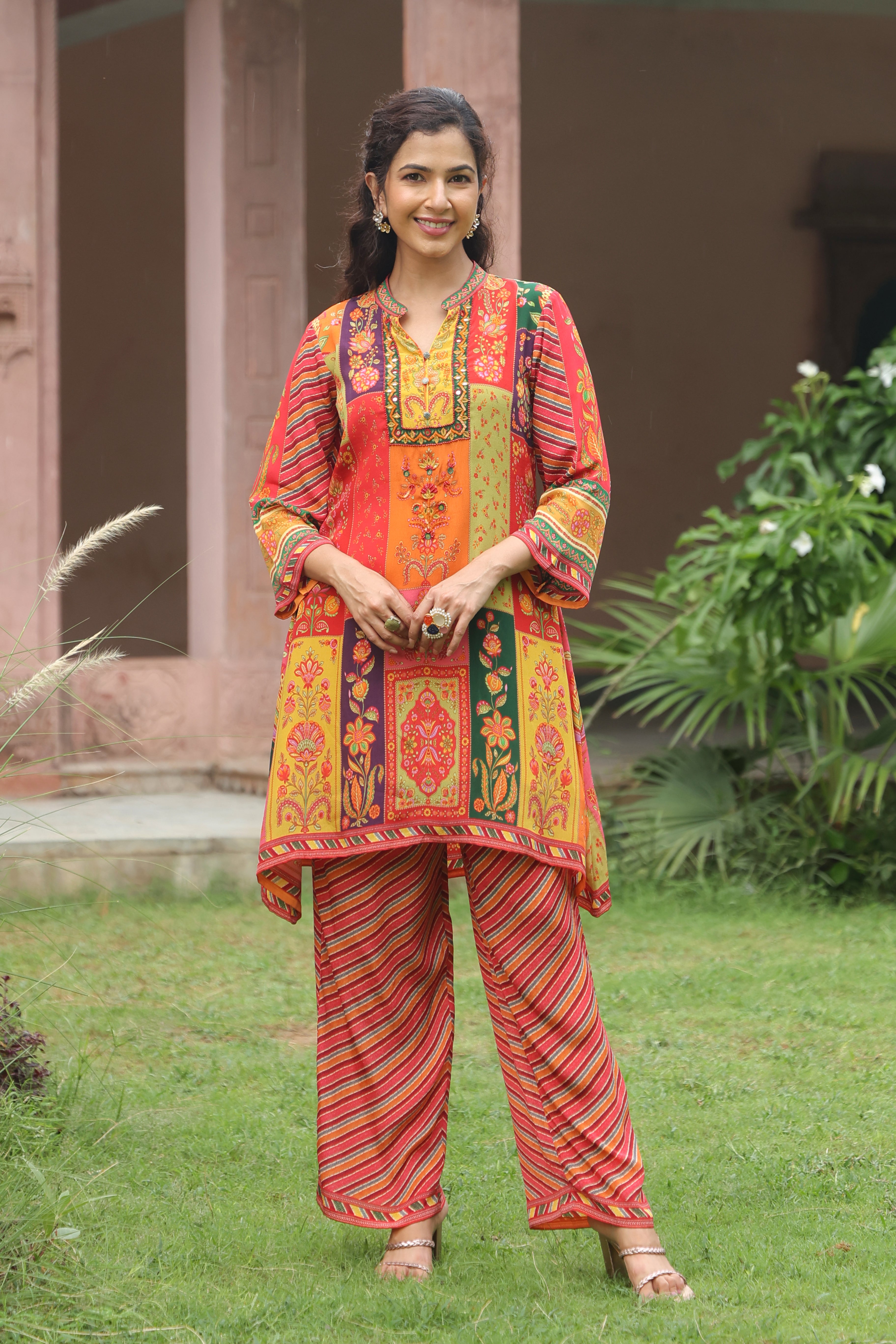 Vibrant Fiesta Printed Crepe Silk Kurta Set