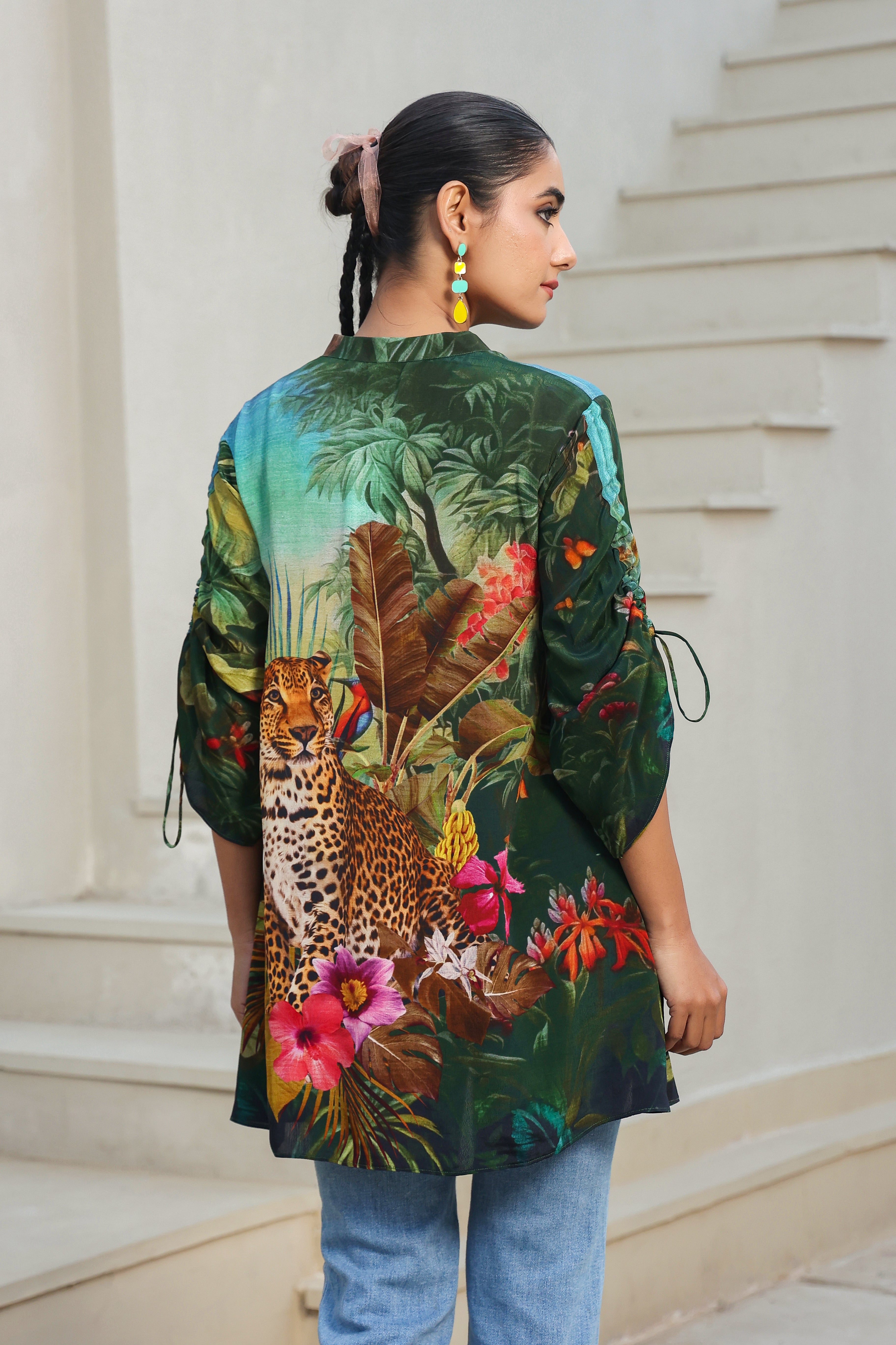 Flora & Fauna Printed Crepe Silk Top