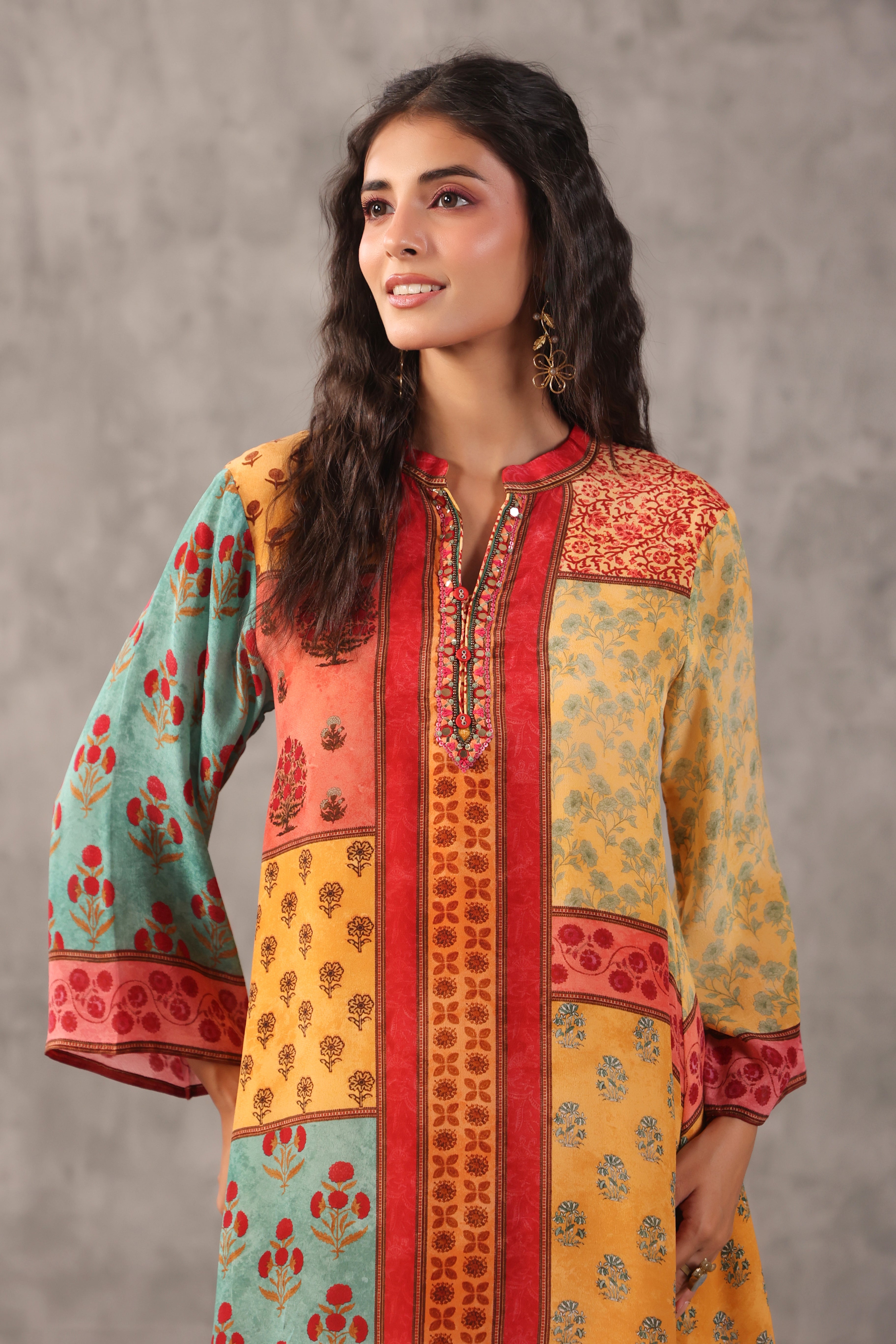 Sunshine Yellow Printed Crepe Silk Co-Ord Set