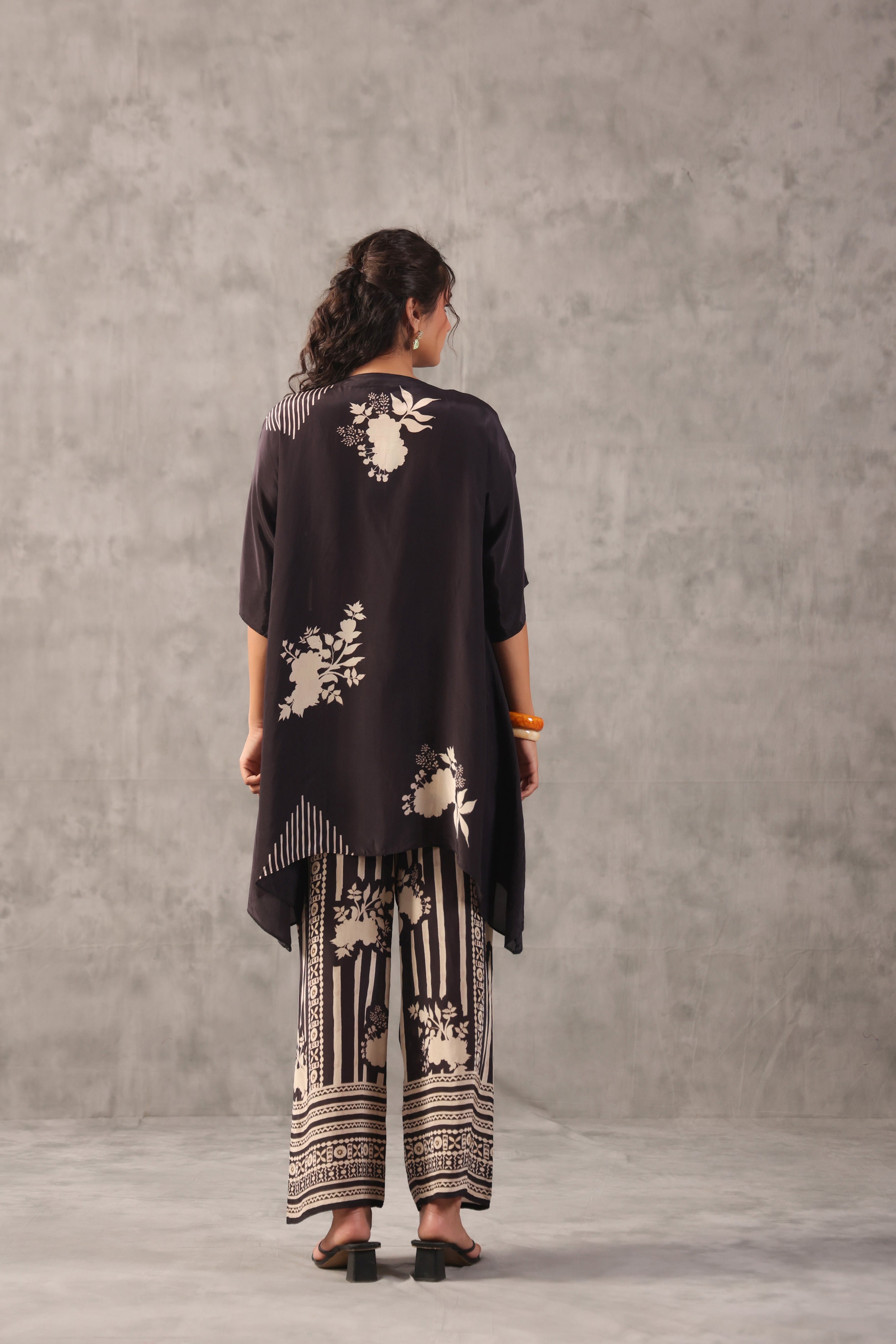 Black Rave Embelllished Crepe Silk Co-Ord Set