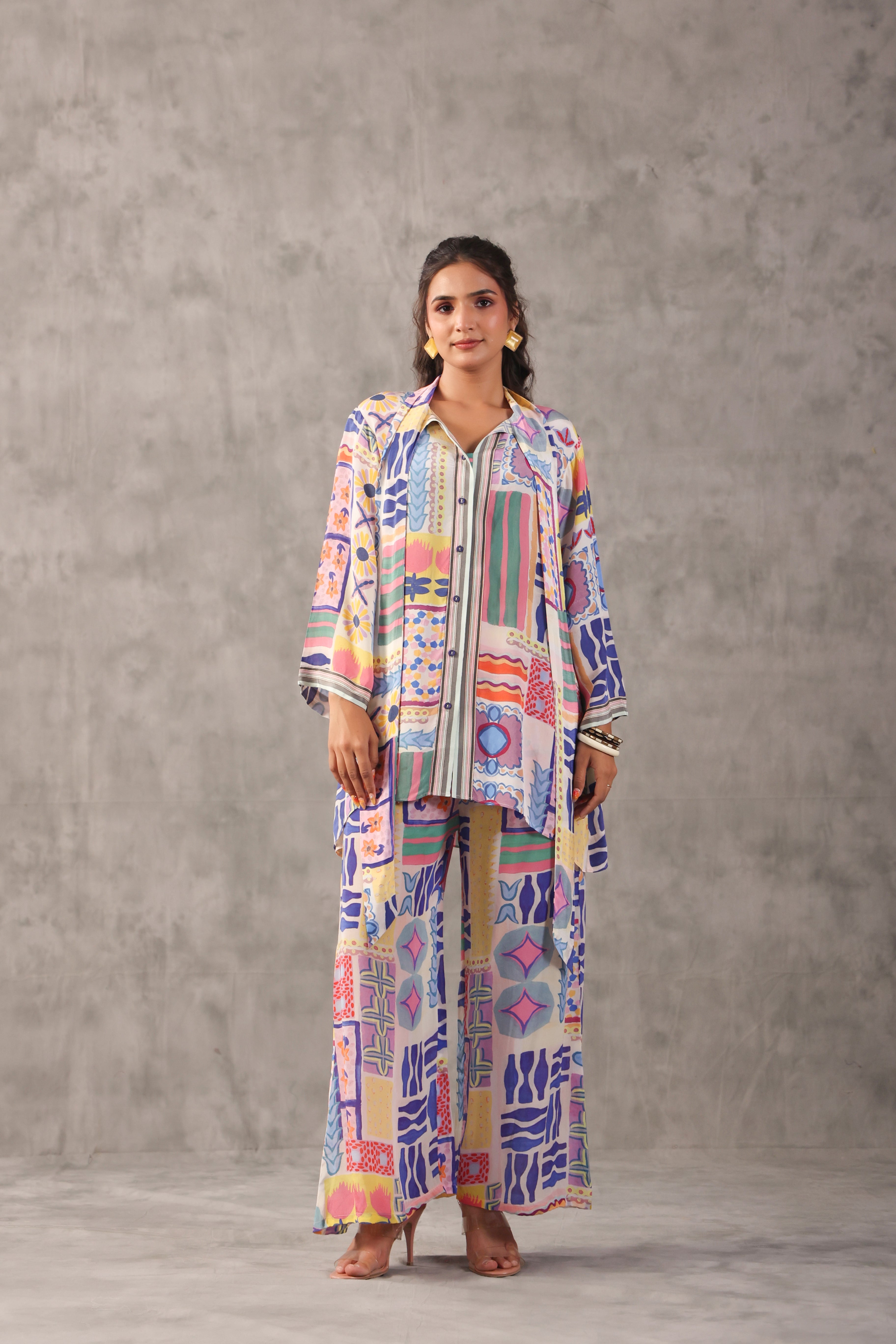 Flora Abstract Printed Crepe Silk Co-Ord Set