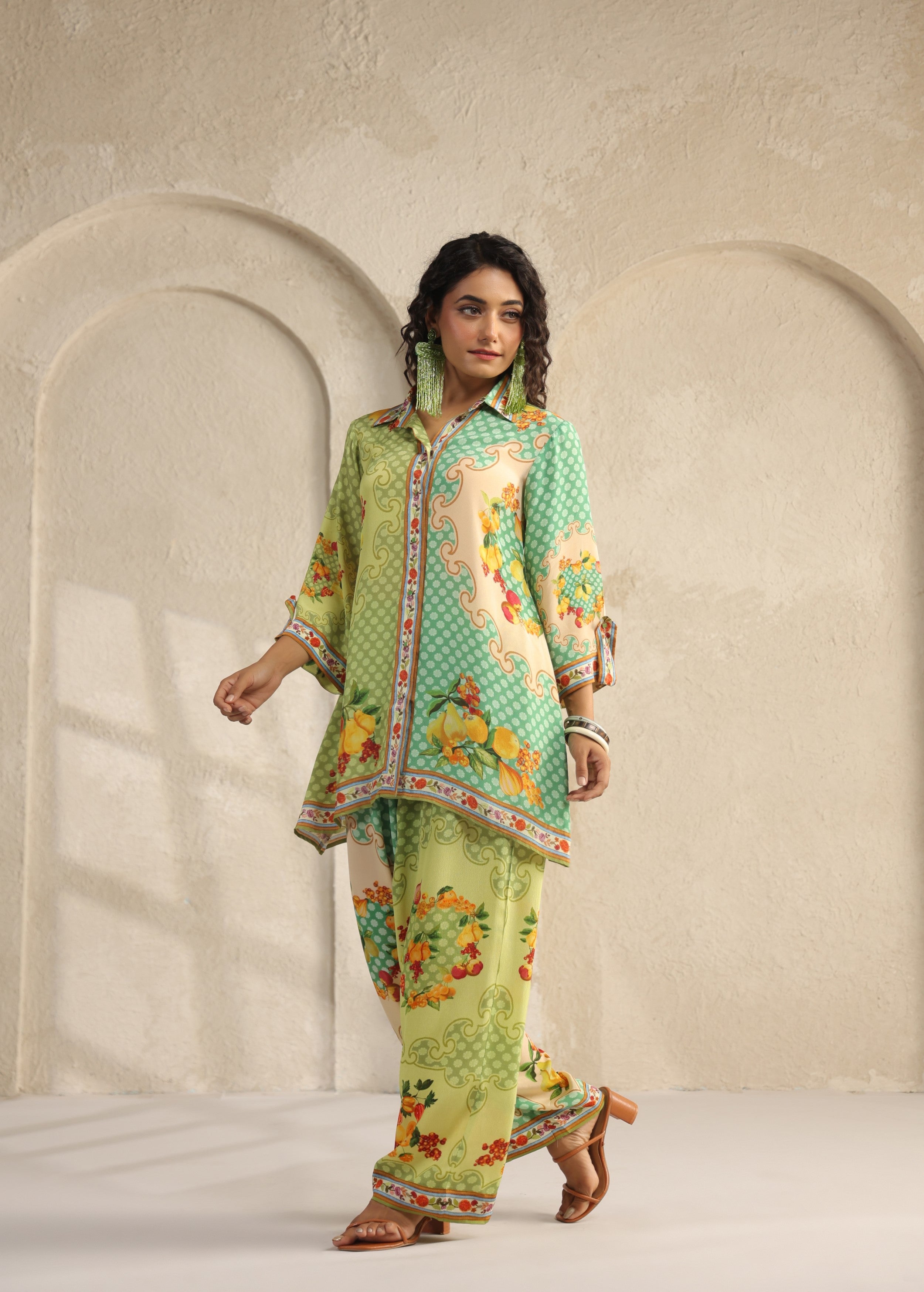 Pistachio & Mint Printed Viscose Crepe Co-Ord Set